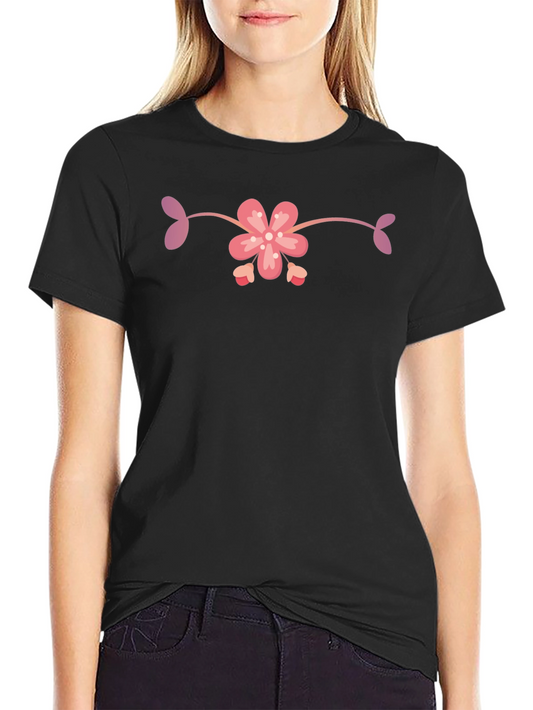 Black T-Shirt with Floral Design