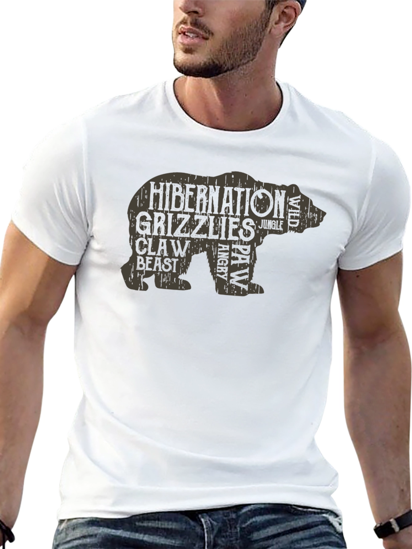 Grizzly Bear Word Art T-Shirt