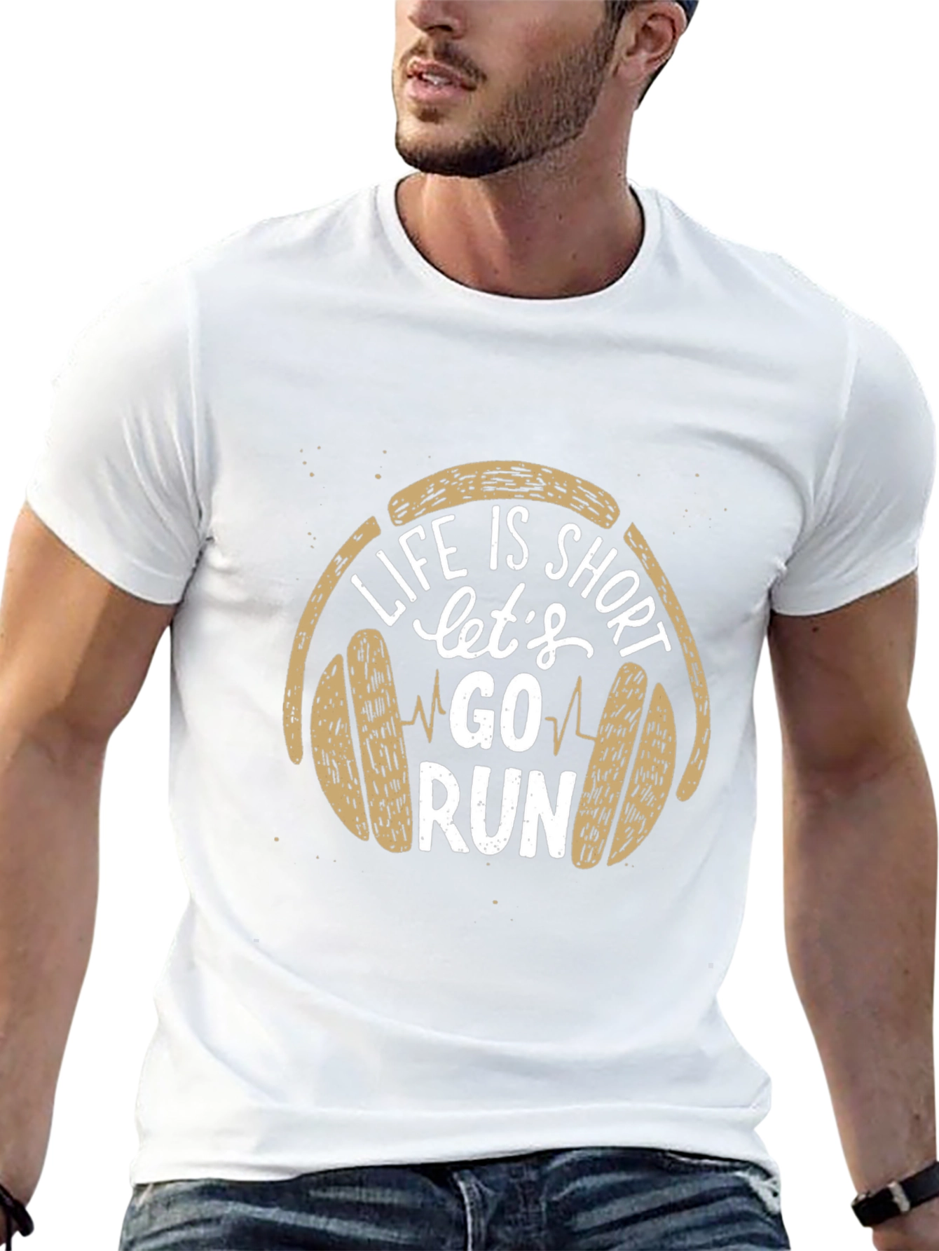 Life is Short Go Run Black Graphic Tee