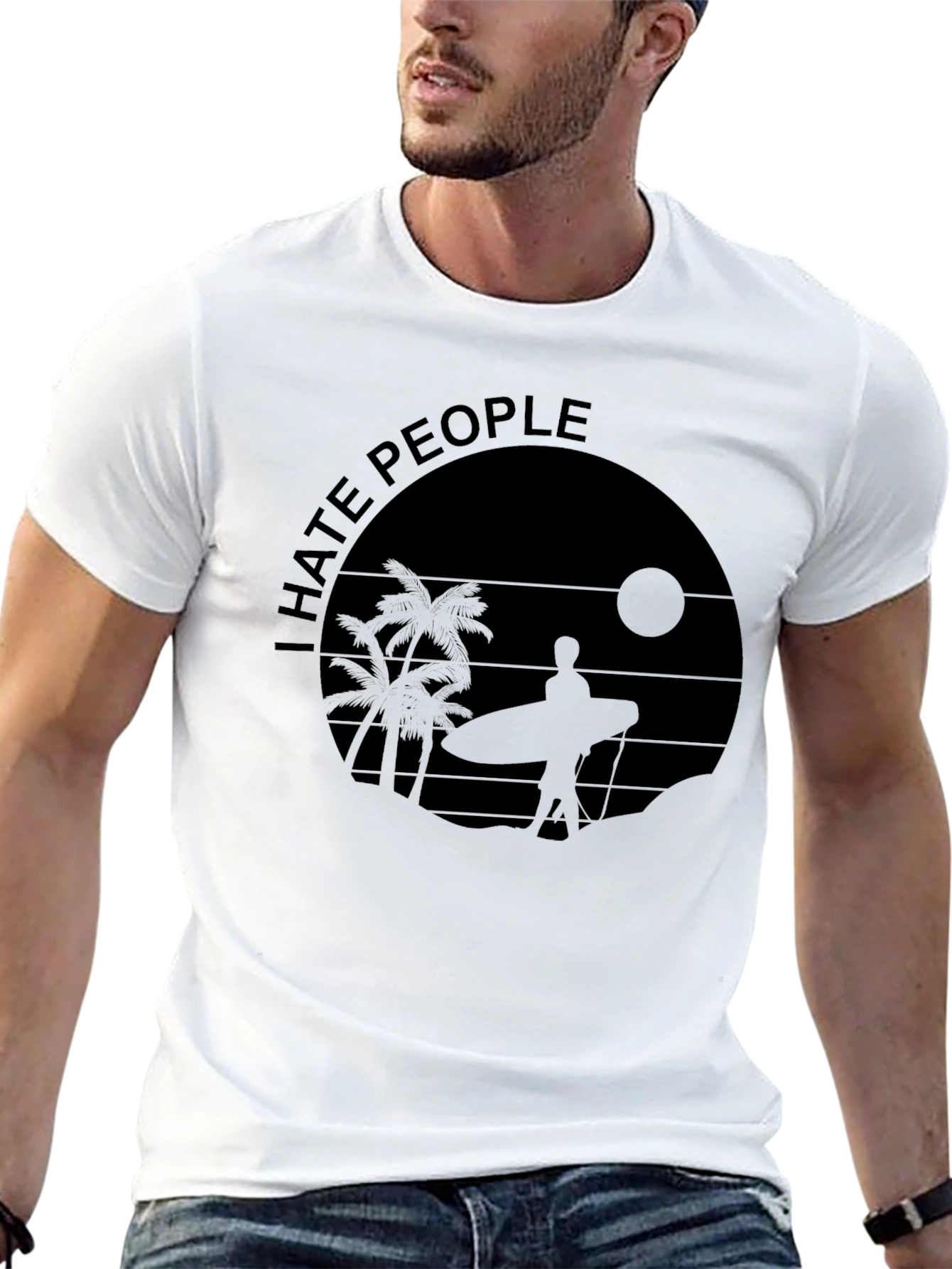 I Hate People Surfer Graphic Tee - Beach Vibes