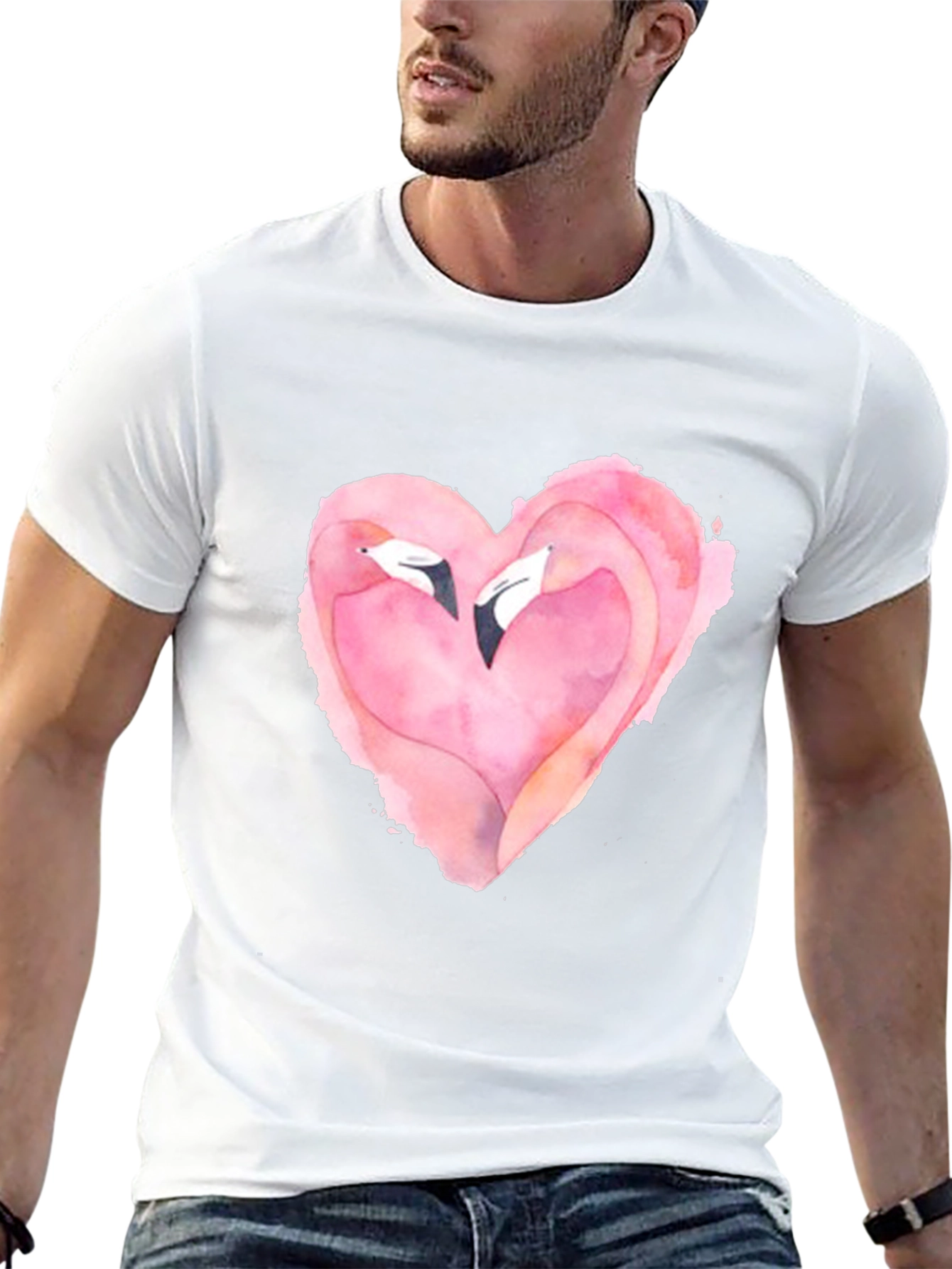 Flamingo Heart Graphic T-Shirt - Love Birds Tee