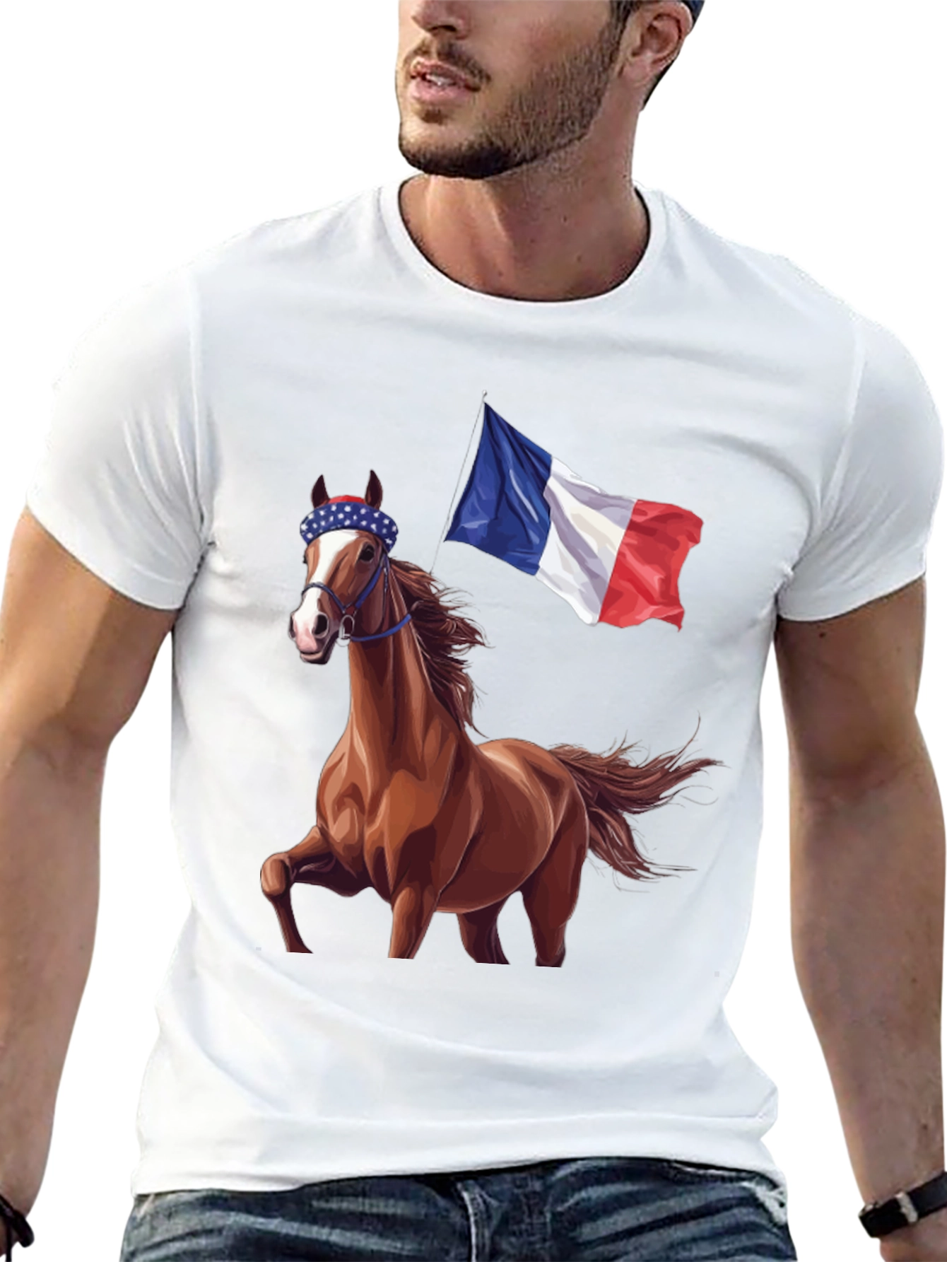 Horse With French Flag T-Shirt