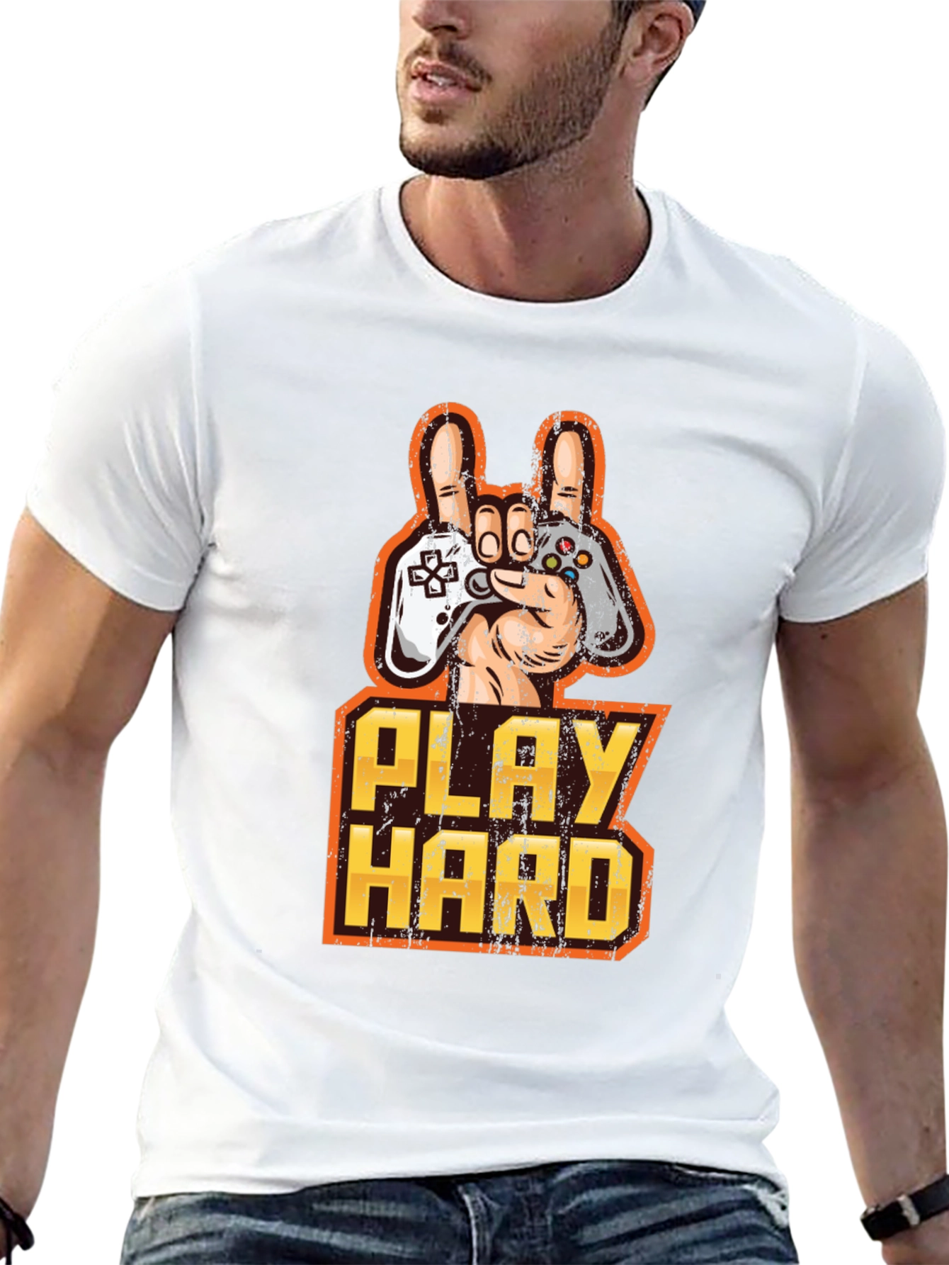 Play Hard Gamer T-Shirt - Black Cotton Graphic Tee