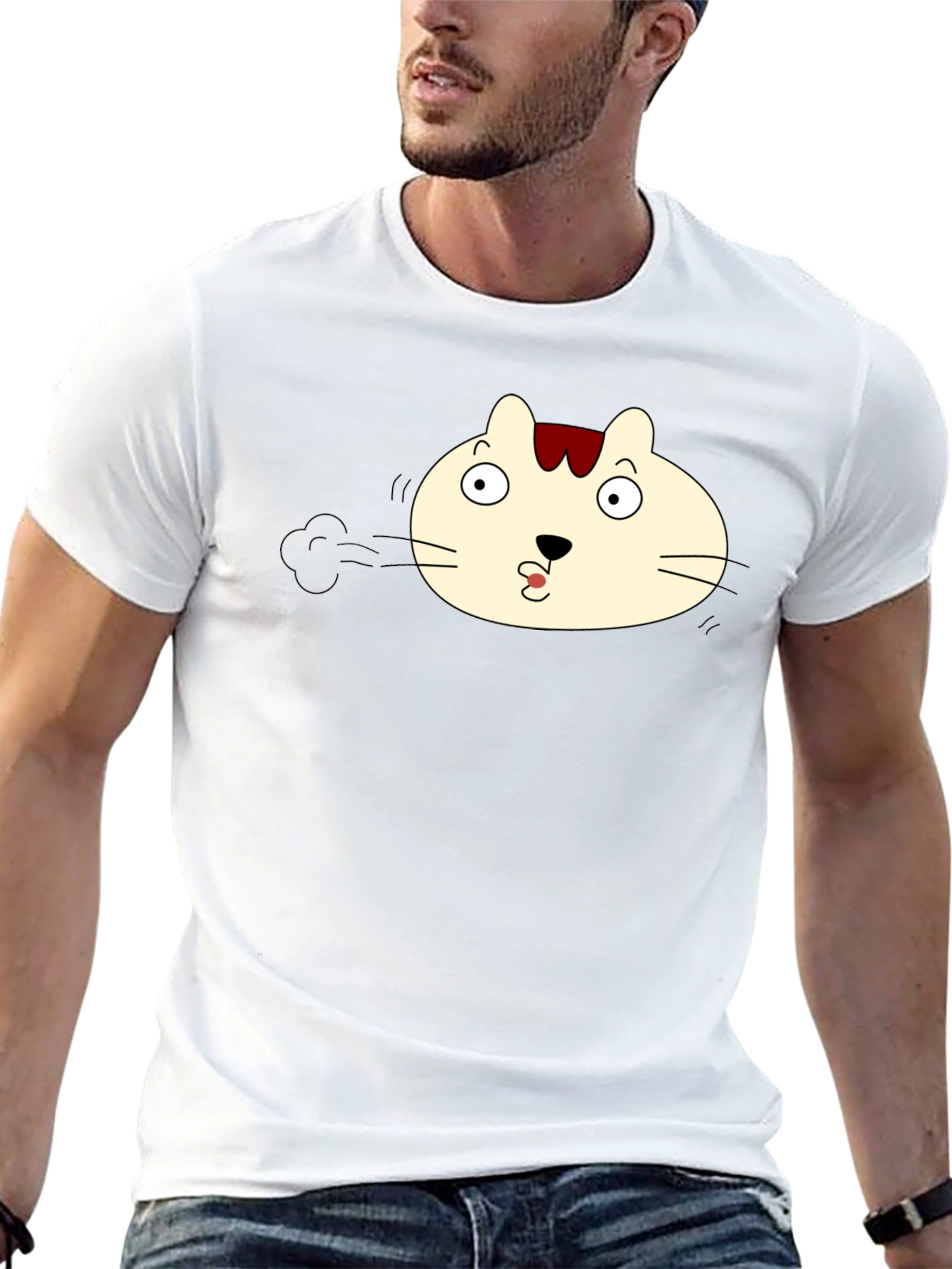 Funny Cat Face Black T-Shirt