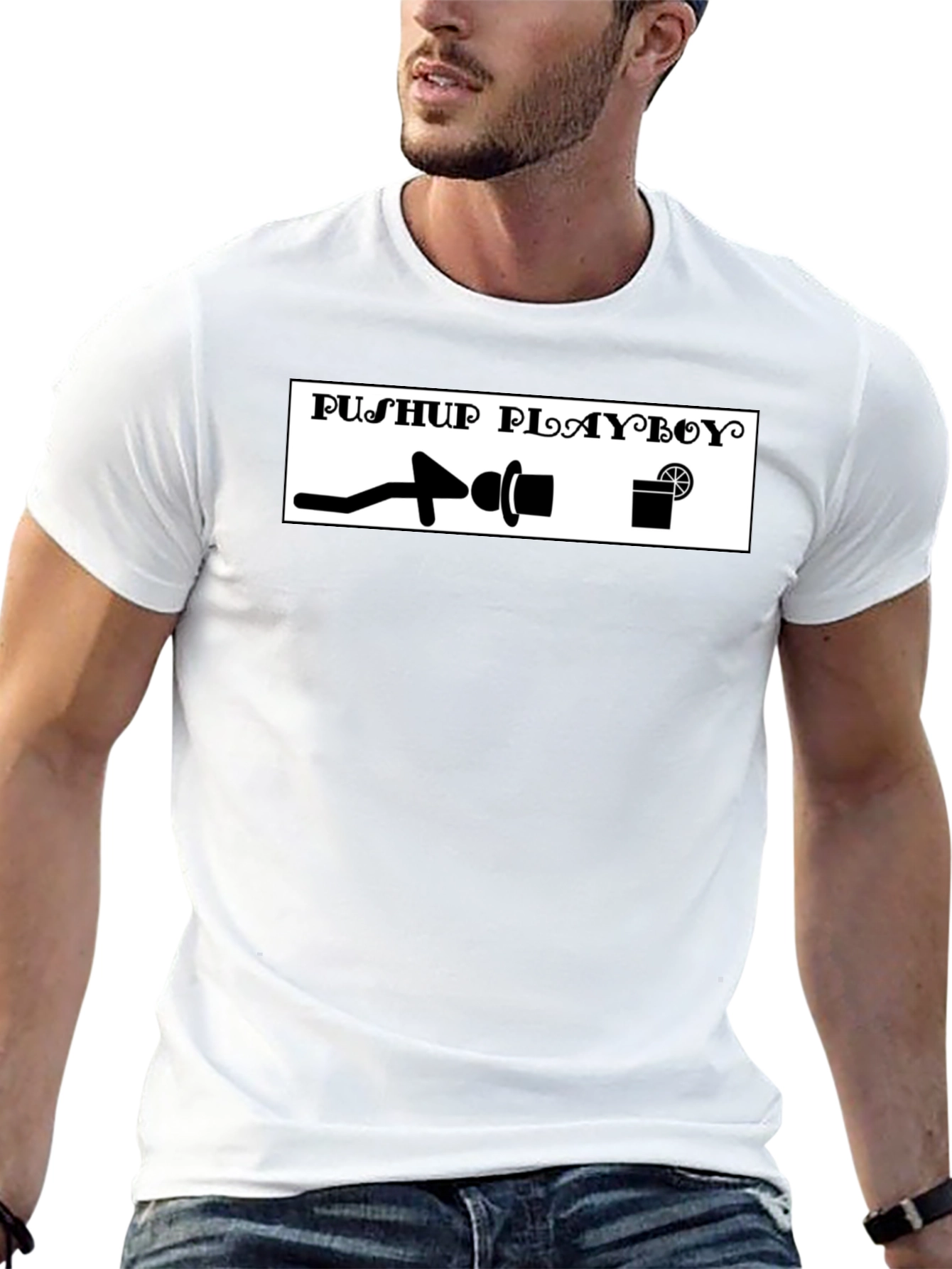 Pushup Playboy T-Shirt - Black Graphic Tee