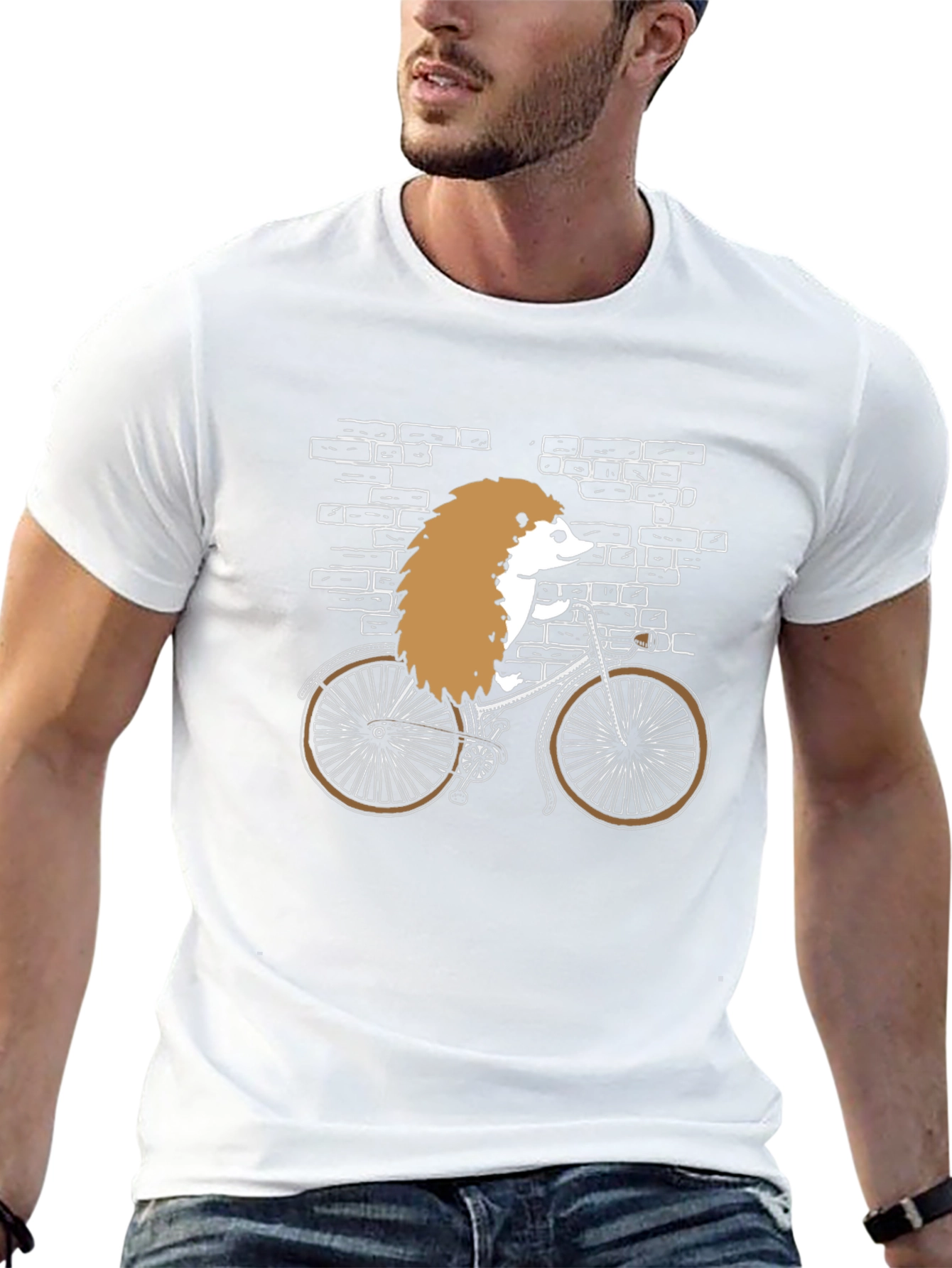 Hedgehog on Bike Graphic T-Shirt - Black