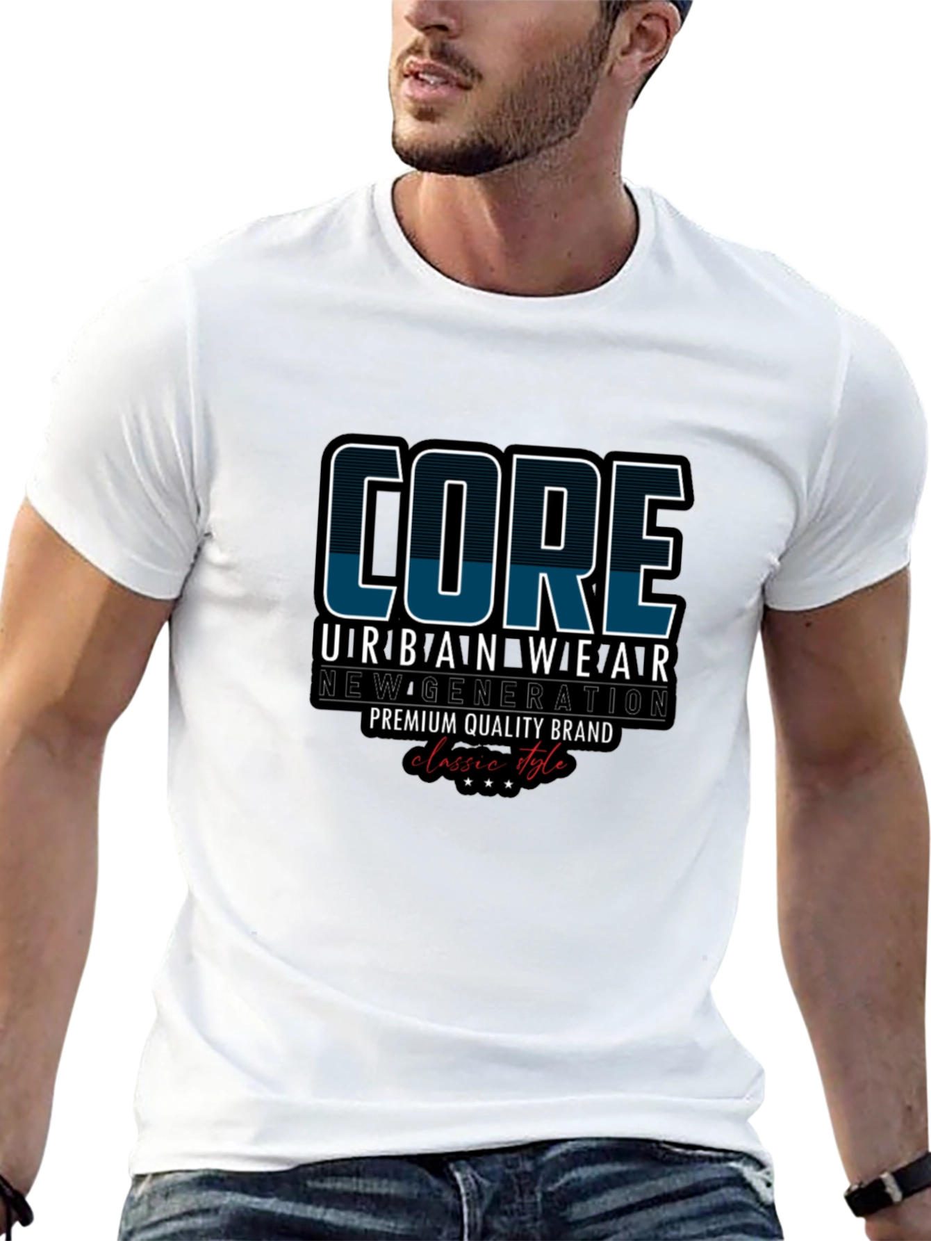 Core Urban Wear Black Graphic T-Shirt