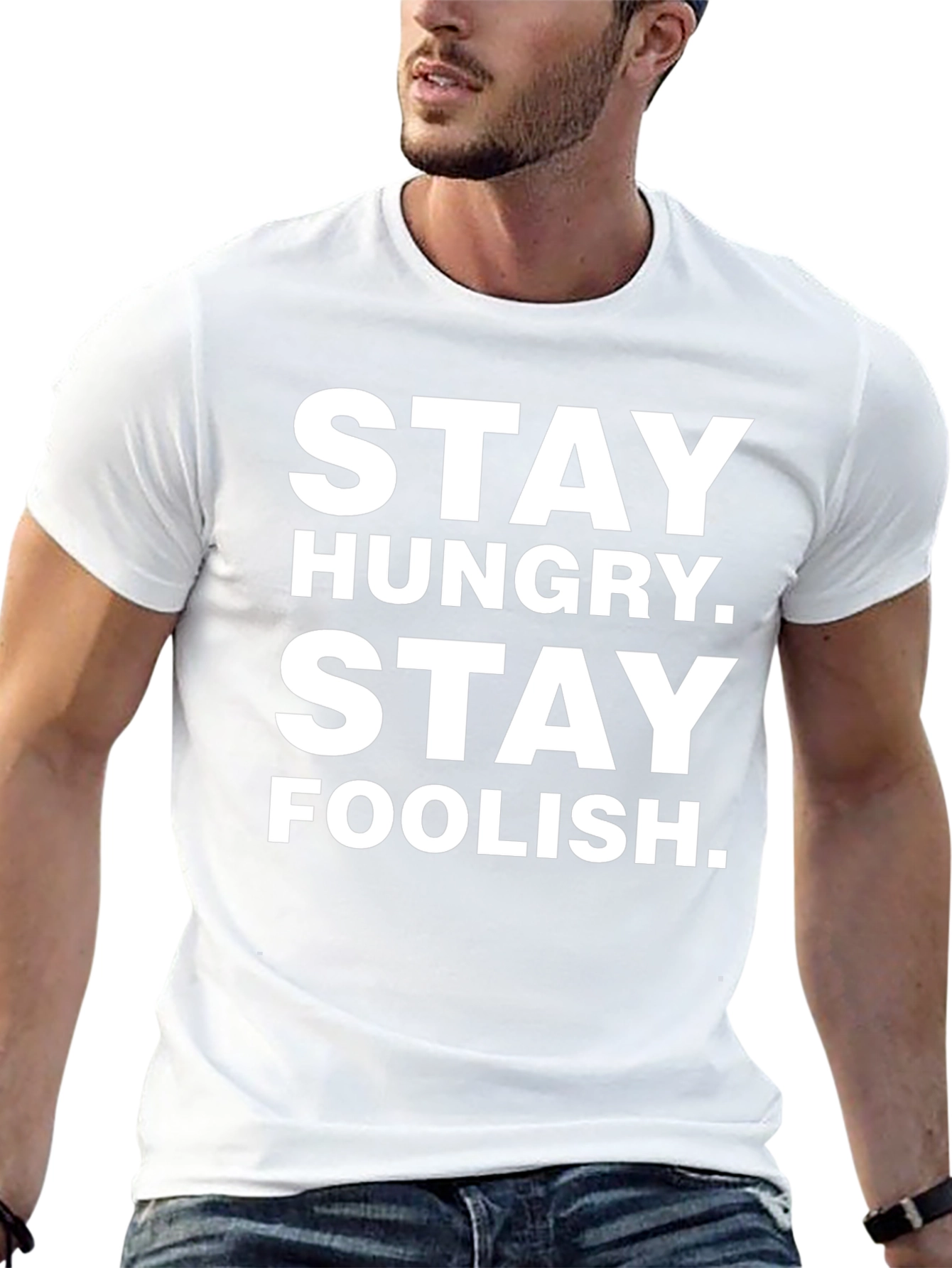 Stay Hungry Stay Foolish Graphic Tee - Black