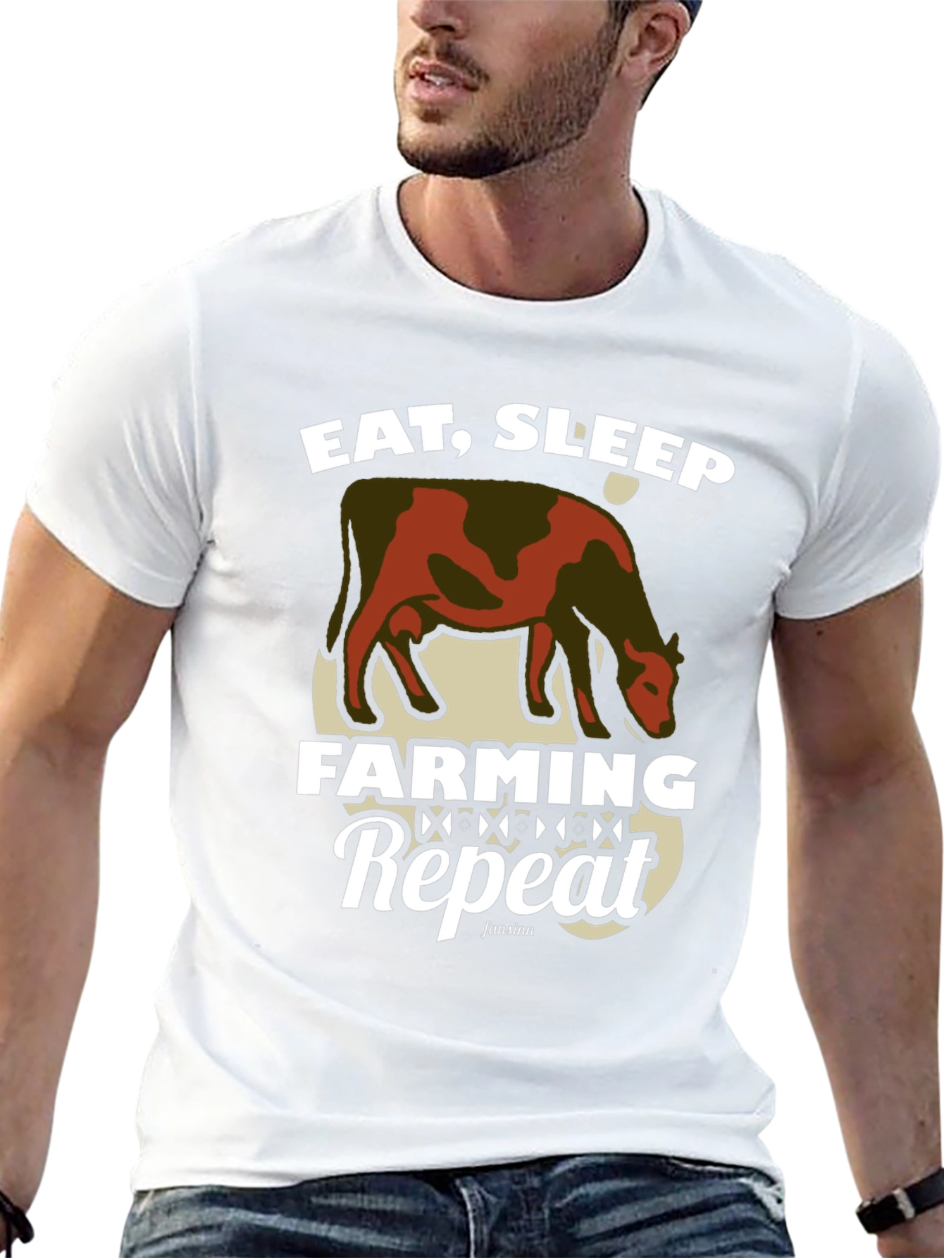 Eat Sleep Farming Repeat Graphic Tee