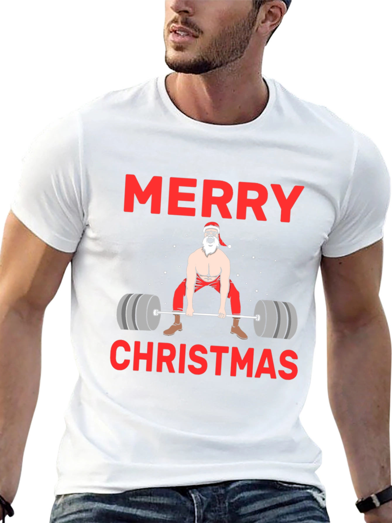 Funny Christmas Gym Santa Lifting T-Shirt