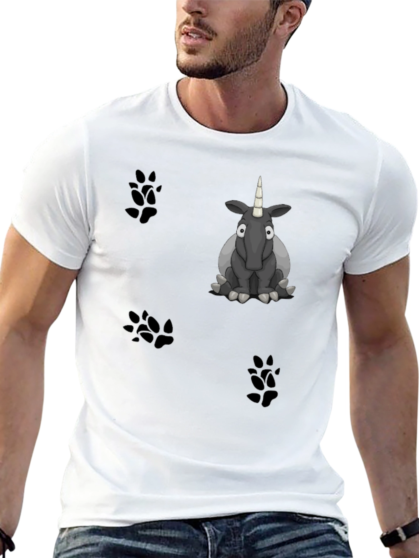 Cartoon Unicorn Graphic Print Black T-Shirt