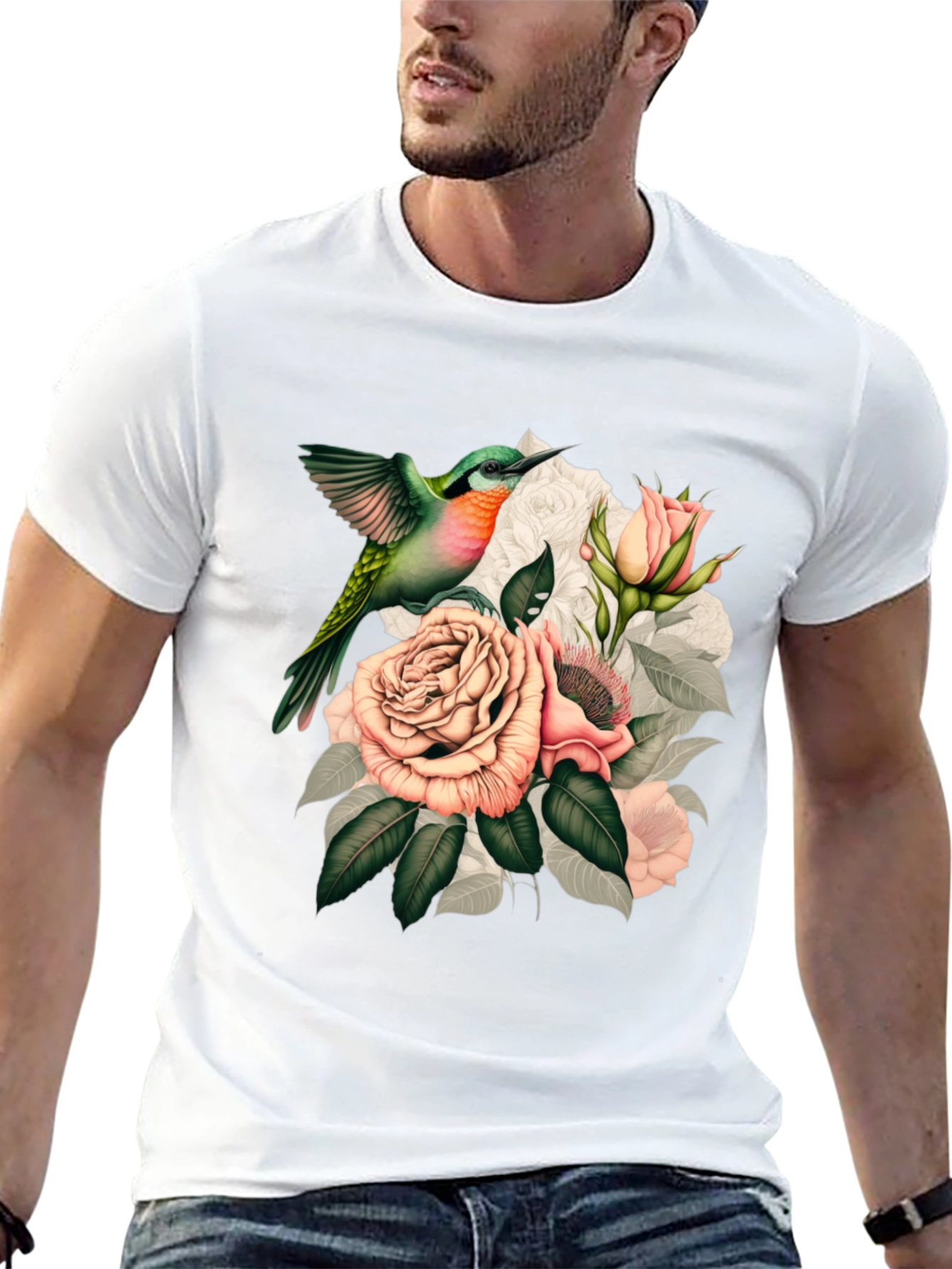 Hummingbird & Roses Graphic T-Shirt