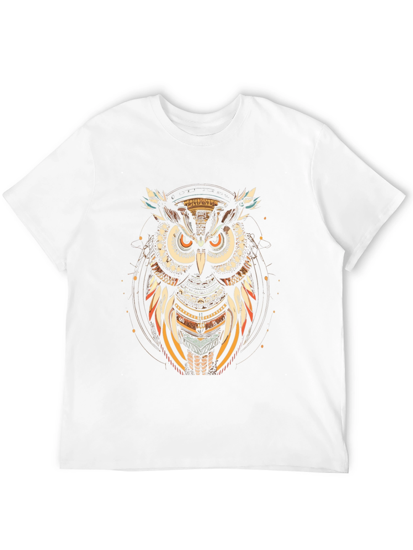 Tribal Owl Graphic Tee - Black Cotton T-Shirt