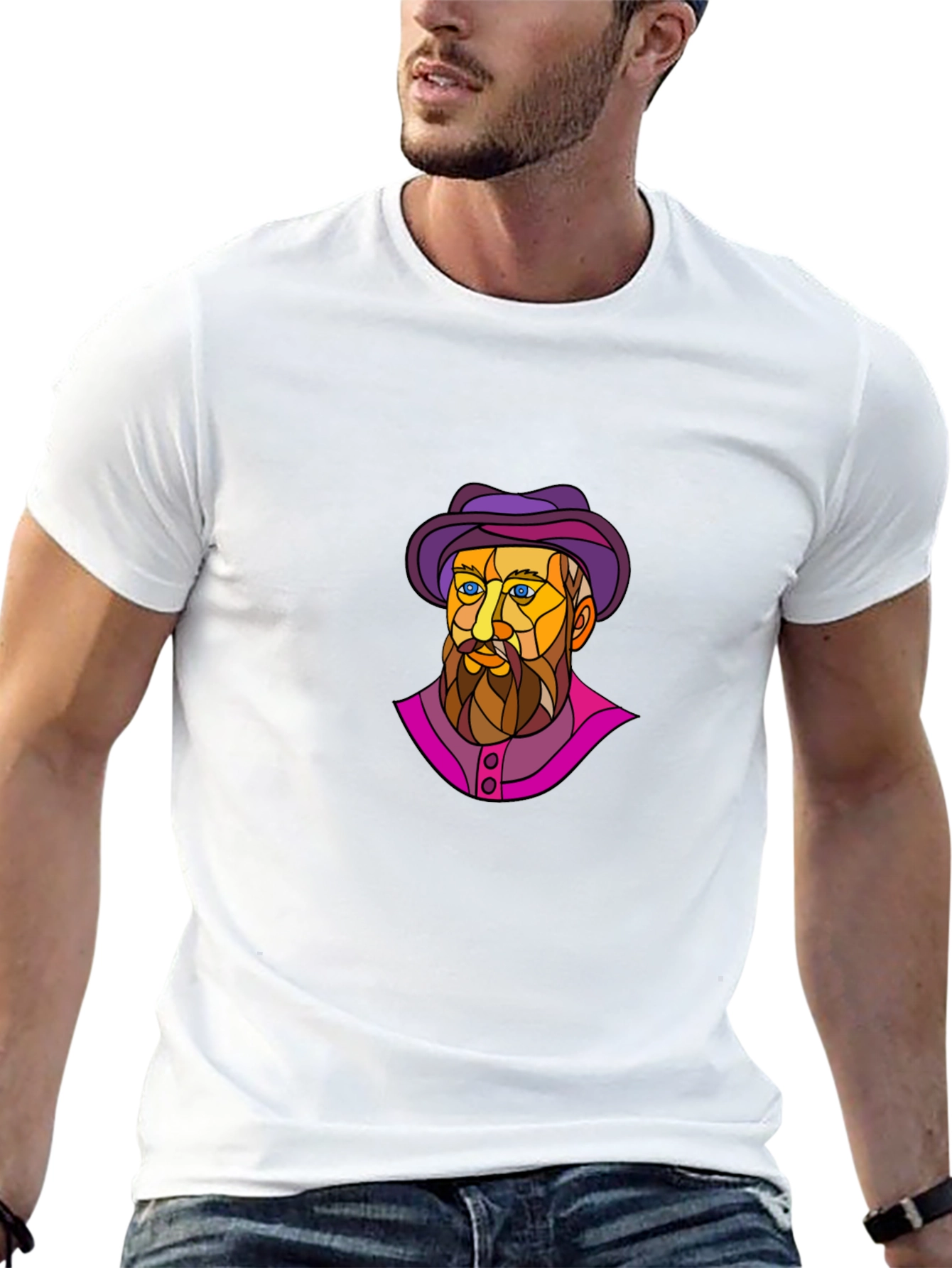 Artistic Man Portrait Graphic T-Shirt