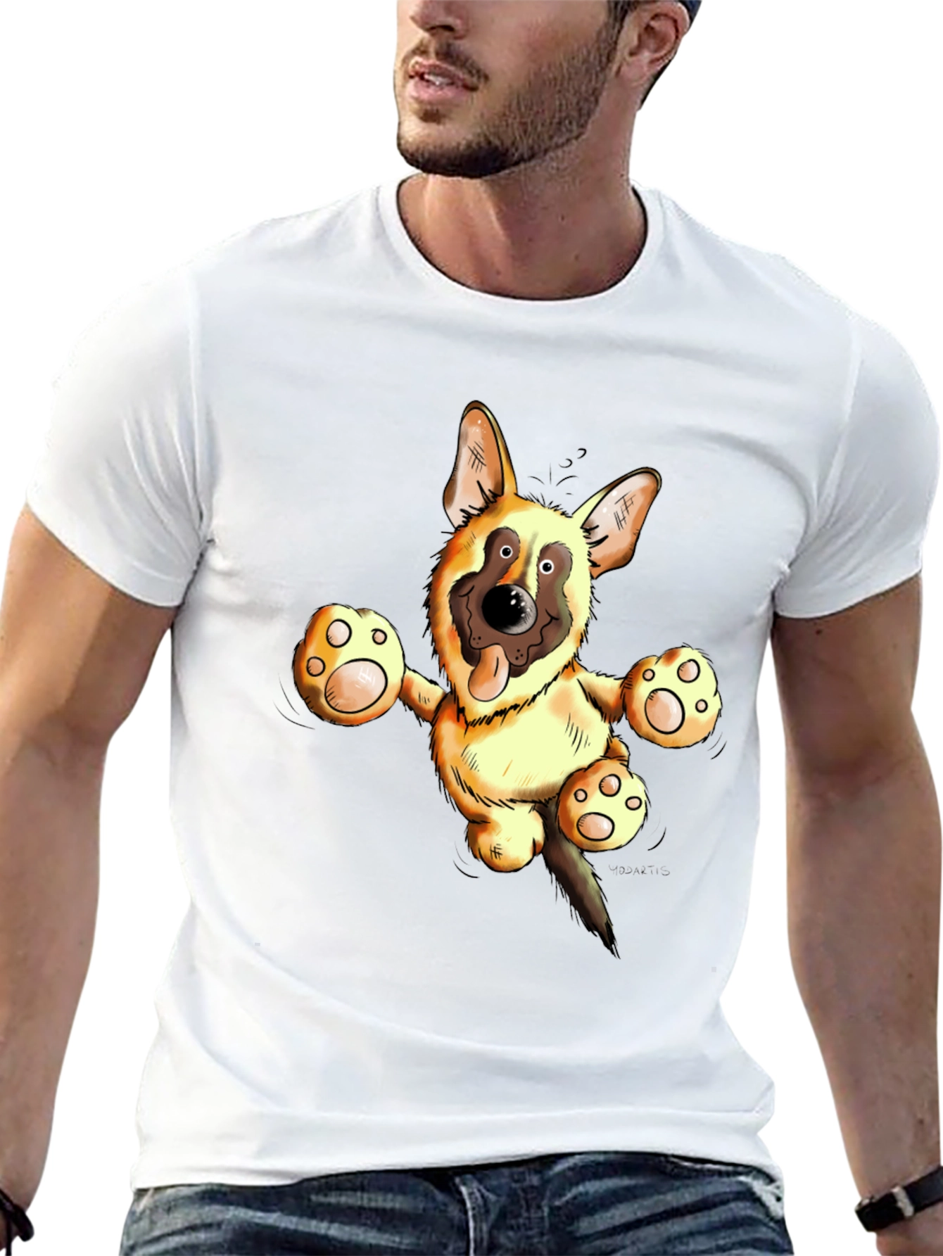 Cartoon German Shepherd Graphic Tee
