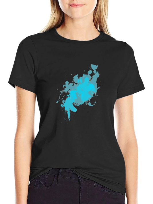 Abstract Blue Splash Black T-Shirt
