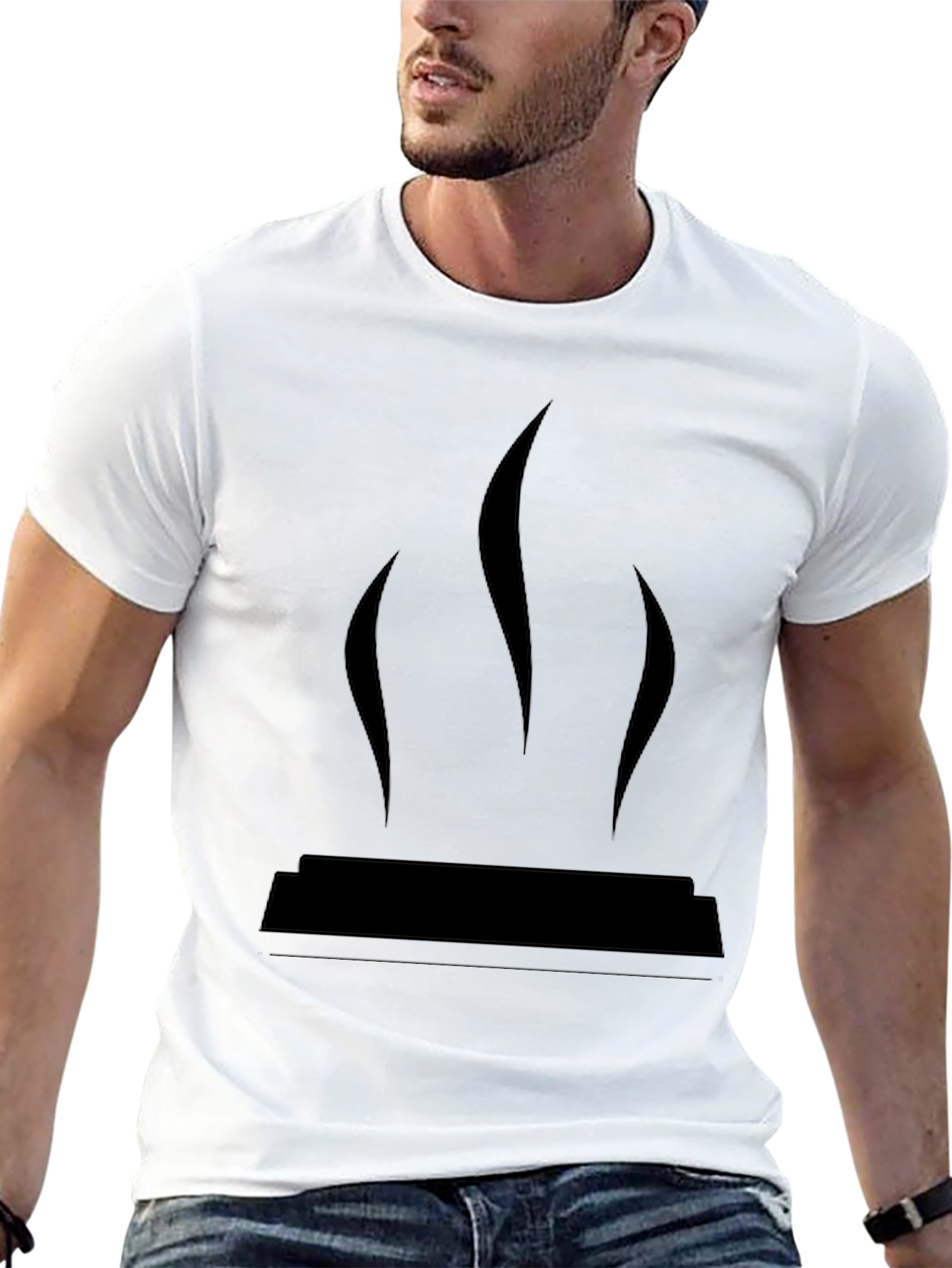Mens Black T-Shirt with Grill Design