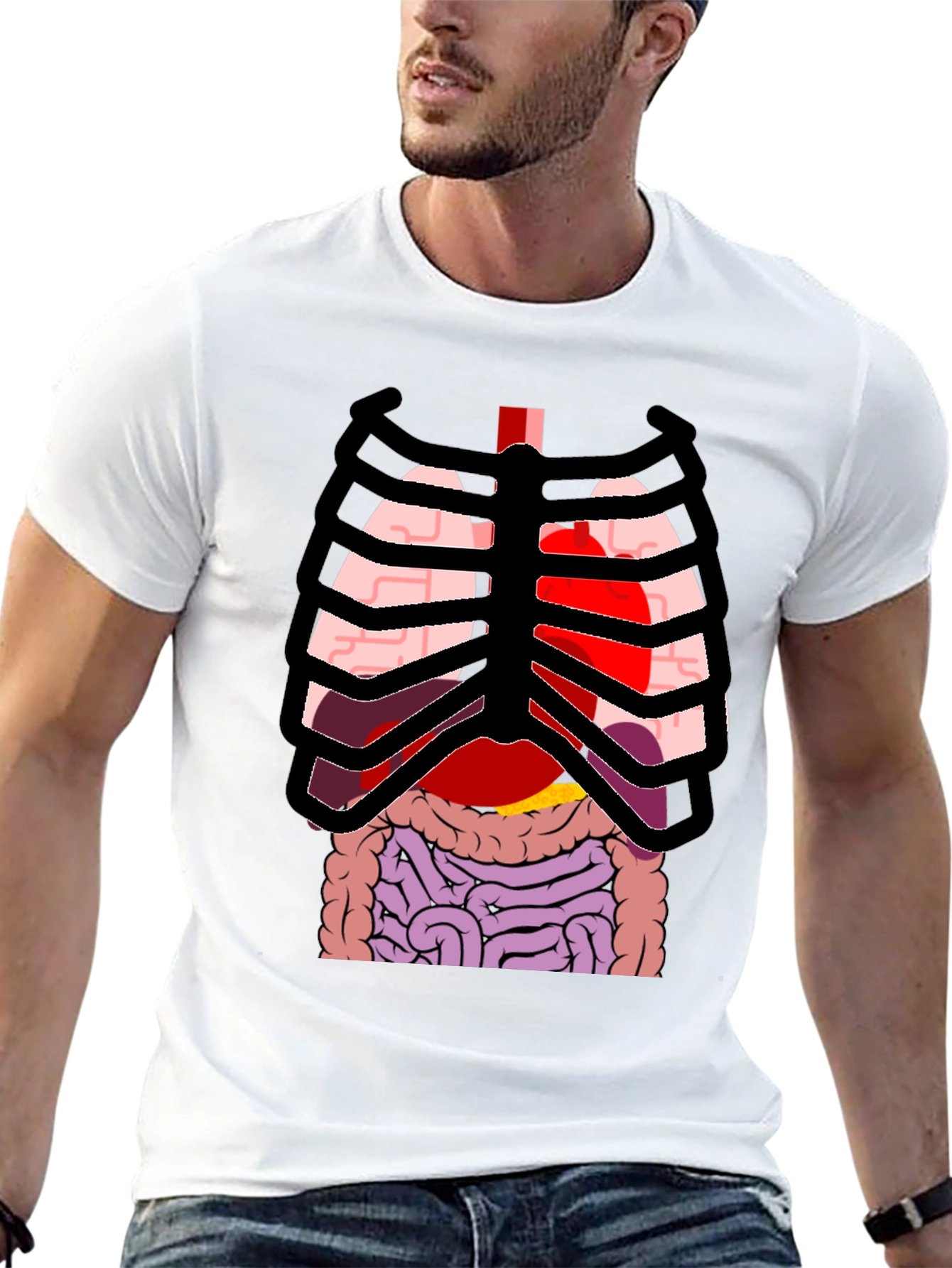 Anatomy Rib Cage Print Black T-Shirt