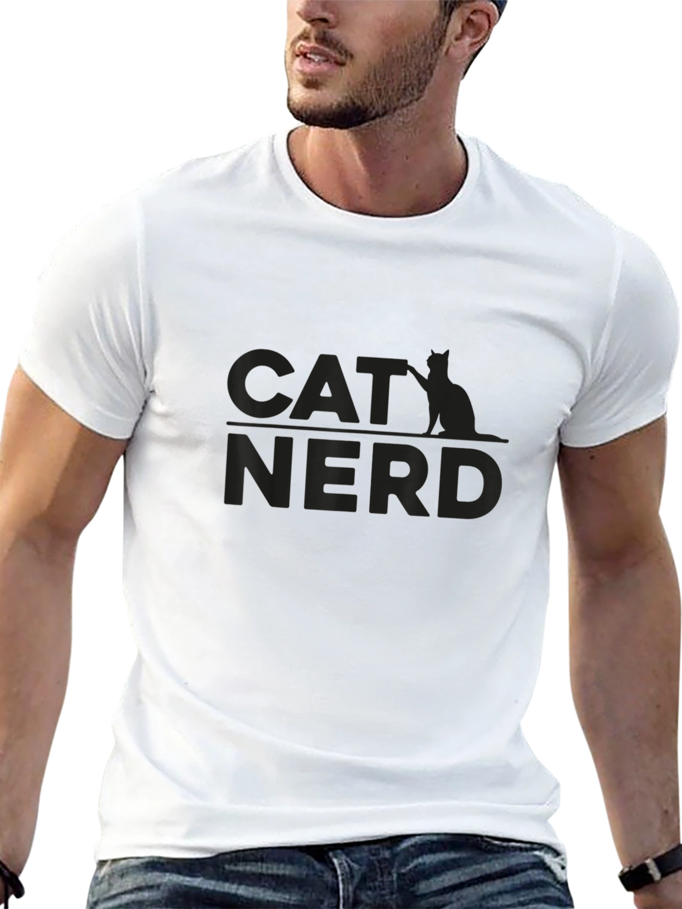 Cat Nerd T-Shirt - Black Tee