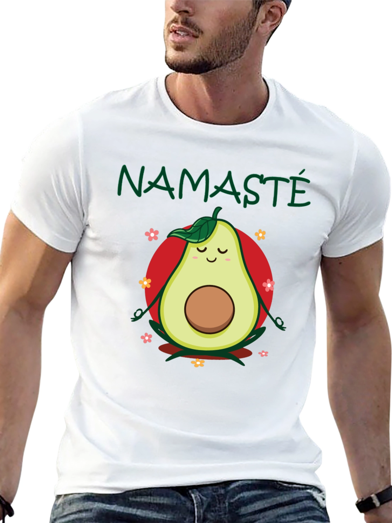 Namaste Avocado Meditation T-Shirt - Black Cotton Tee