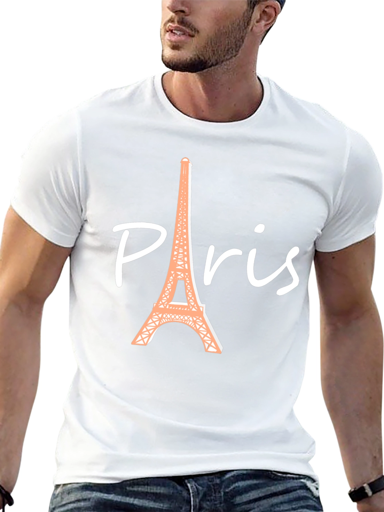 Paris Eiffel Tower Graphic Tee - Black Cotton T-Shirt
