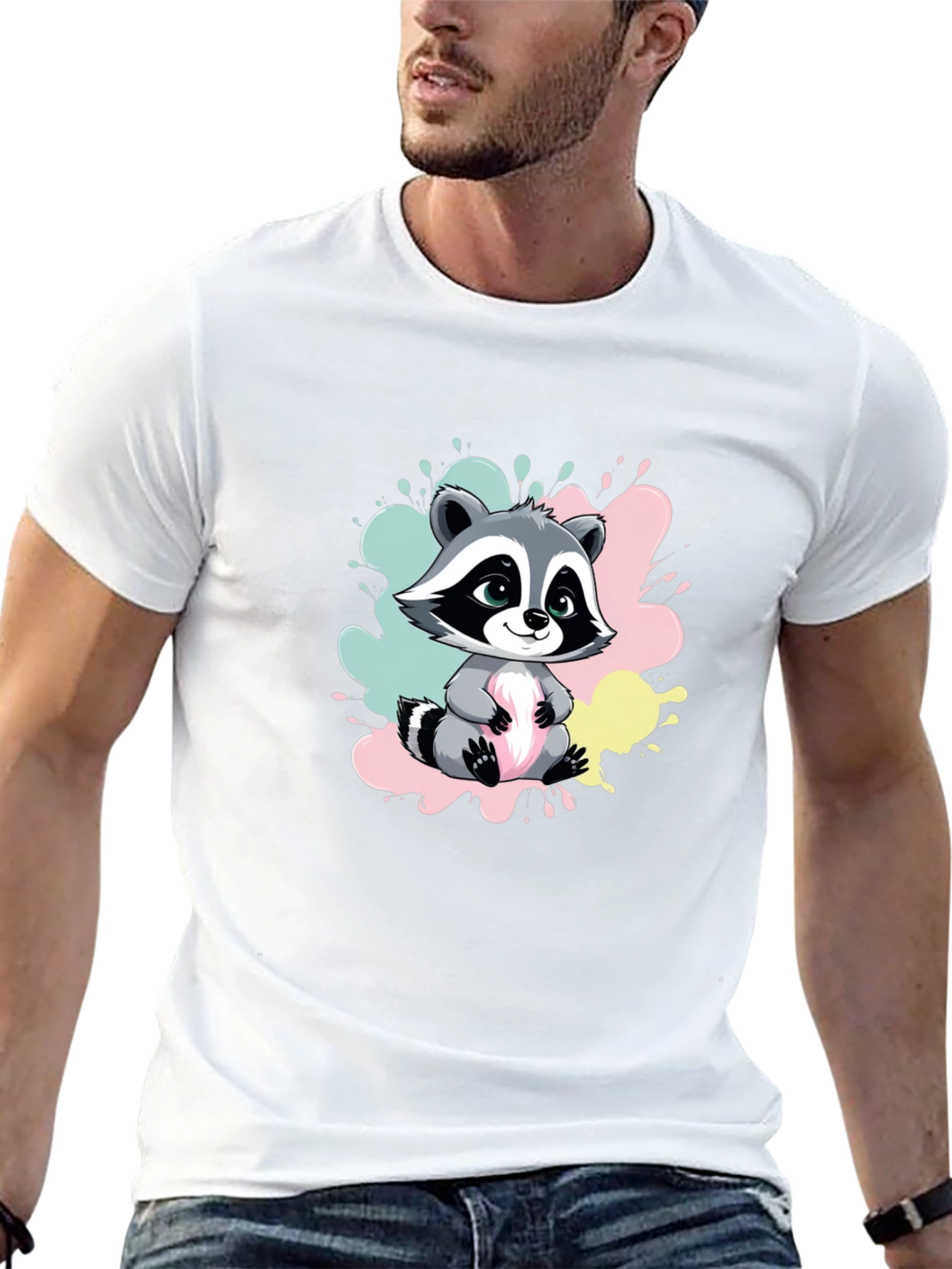 Cute Raccoon Graphic Tee - Soft Cotton Blend