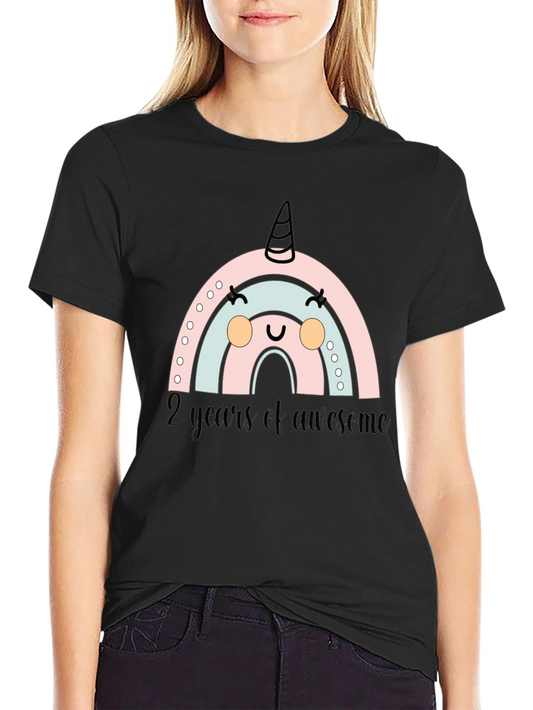 2 Years of Awesome Unicorn Rainbow T-Shirt