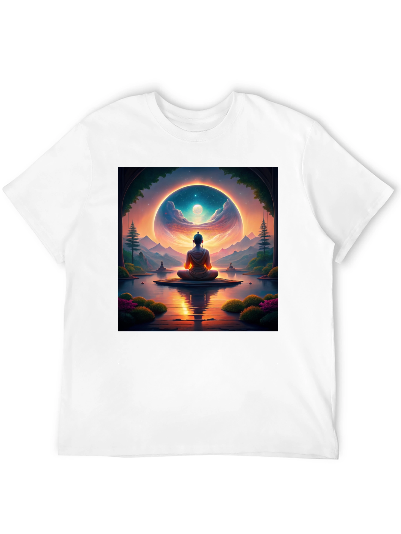 Enlightened Buddha T-Shirt: Meditative Landscape Design