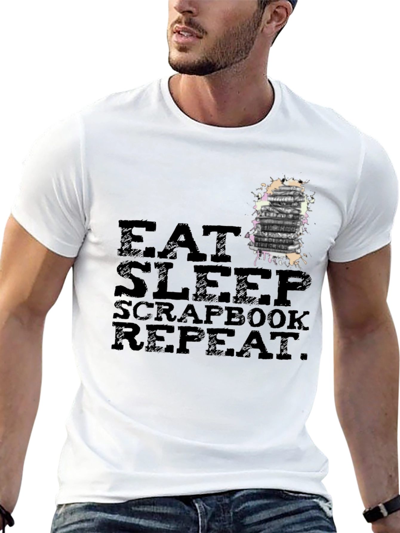 Eat Sleep Scrapbook Repeat Black T-Shirt