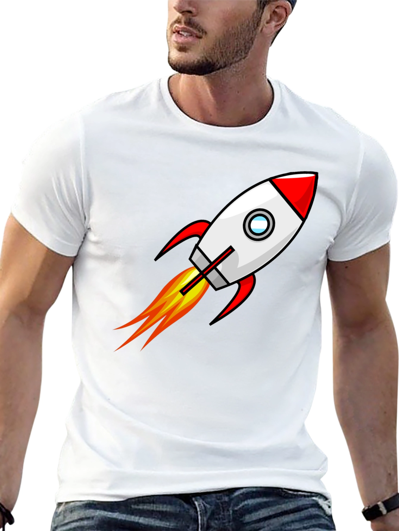 Rocket Launch Graphic Tee - Black Cotton T-Shirt