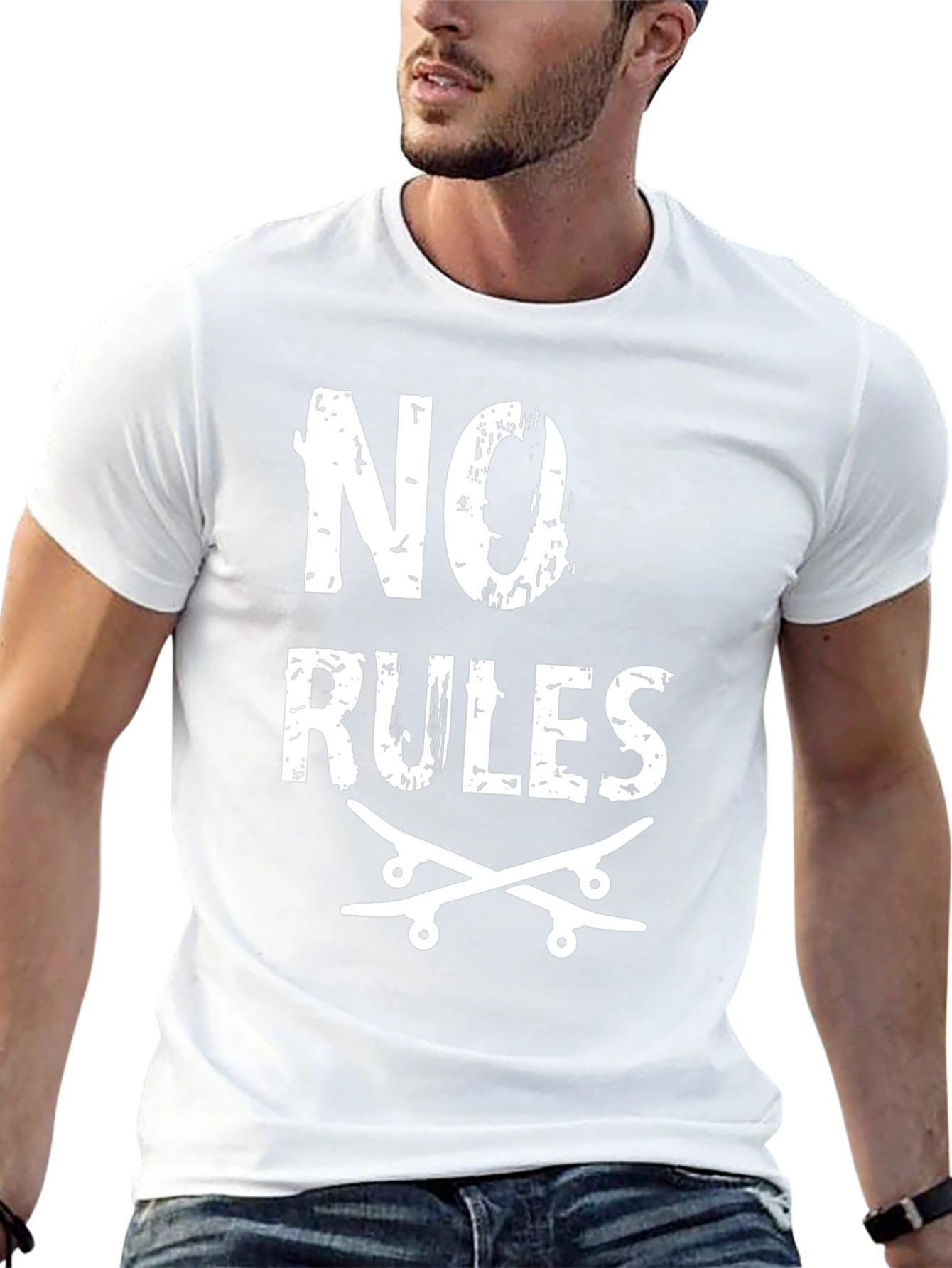 No Rules Skateboard Graphic Tee - Black Cotton