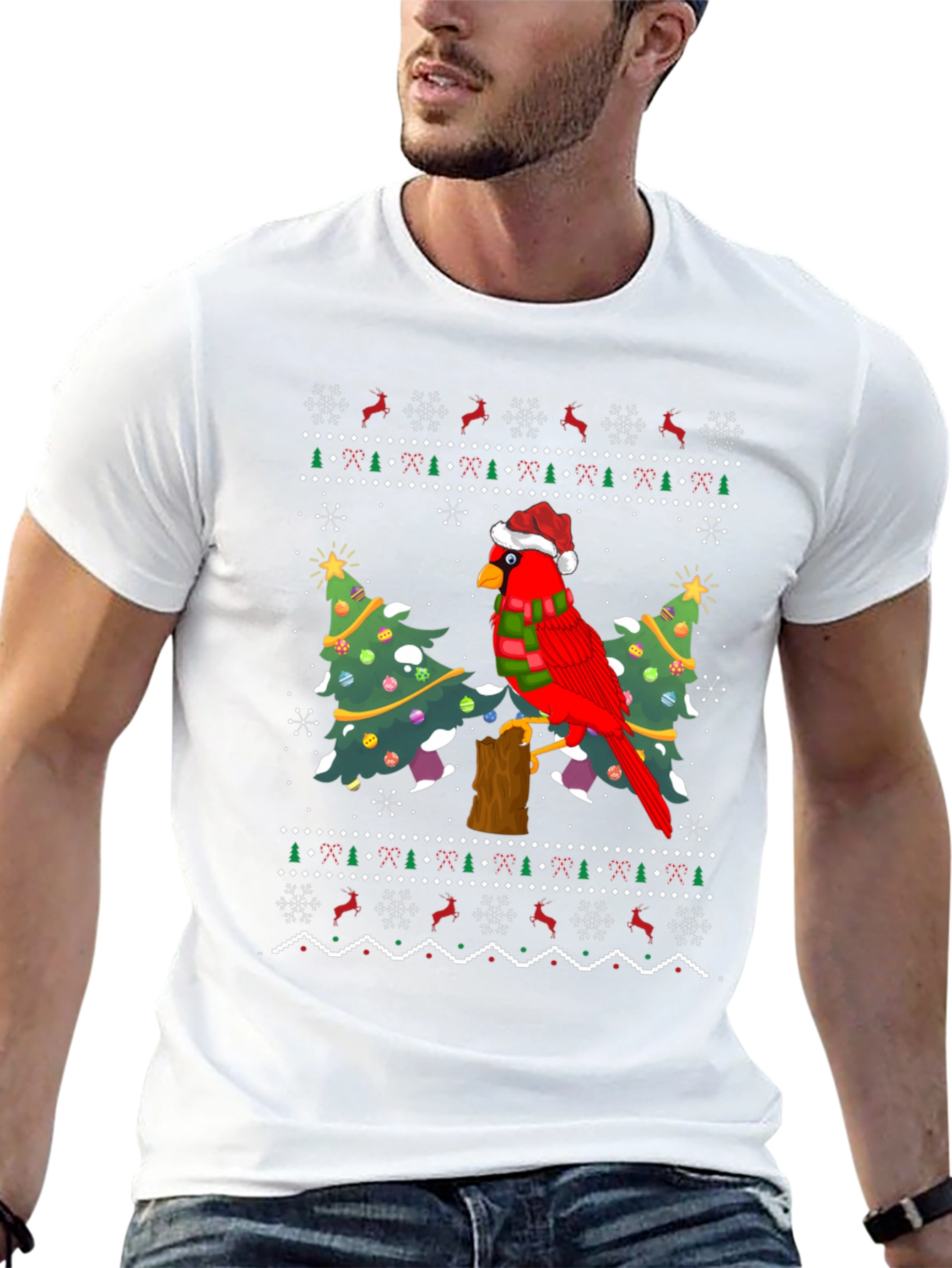 Christmas Cardinal Bird Ugly Sweater T-Shirt