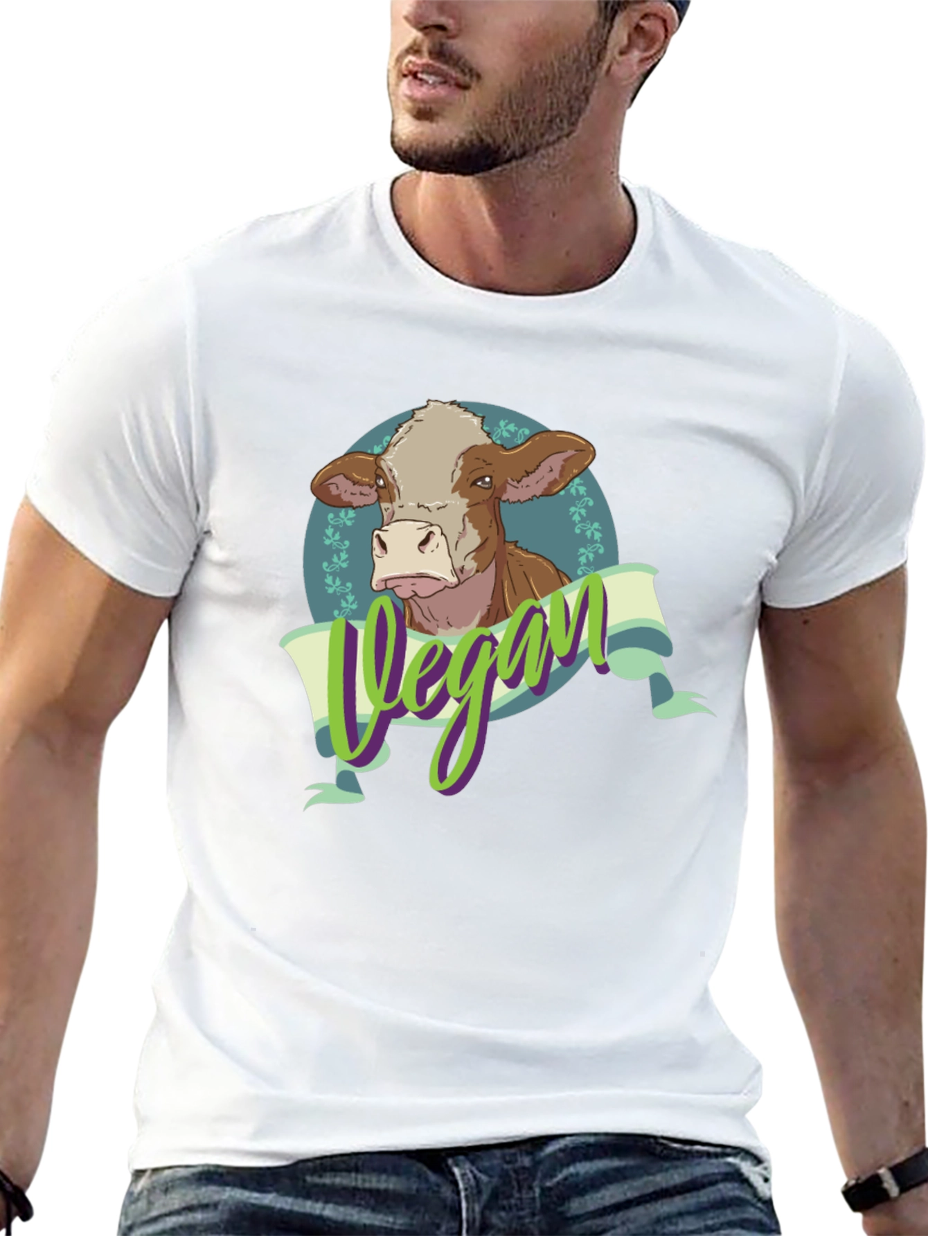 Vegan Cow Graphic Tee - Black