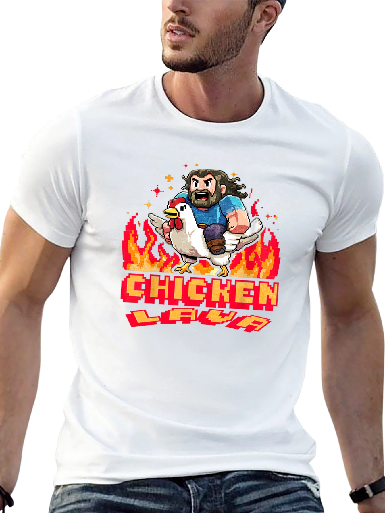 Chicken Lava Graphic Tee - Black Cotton T-Shirt