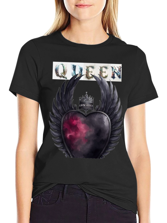 Queen Heart Crown Graphic Tee - Trendy Style