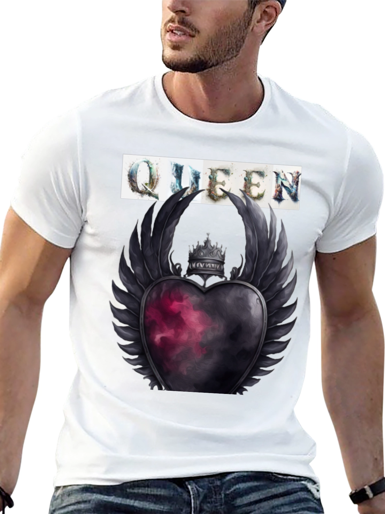 Queen Heart Crown Graphic Tee - Trendy Style
