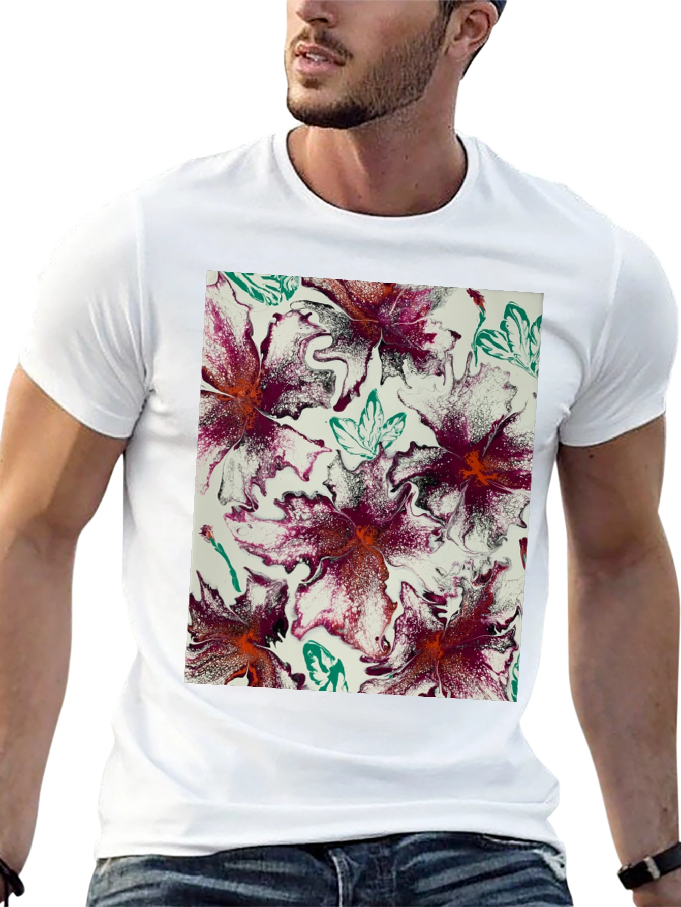 Abstract Floral T-Shirt - Unique Artistic Design