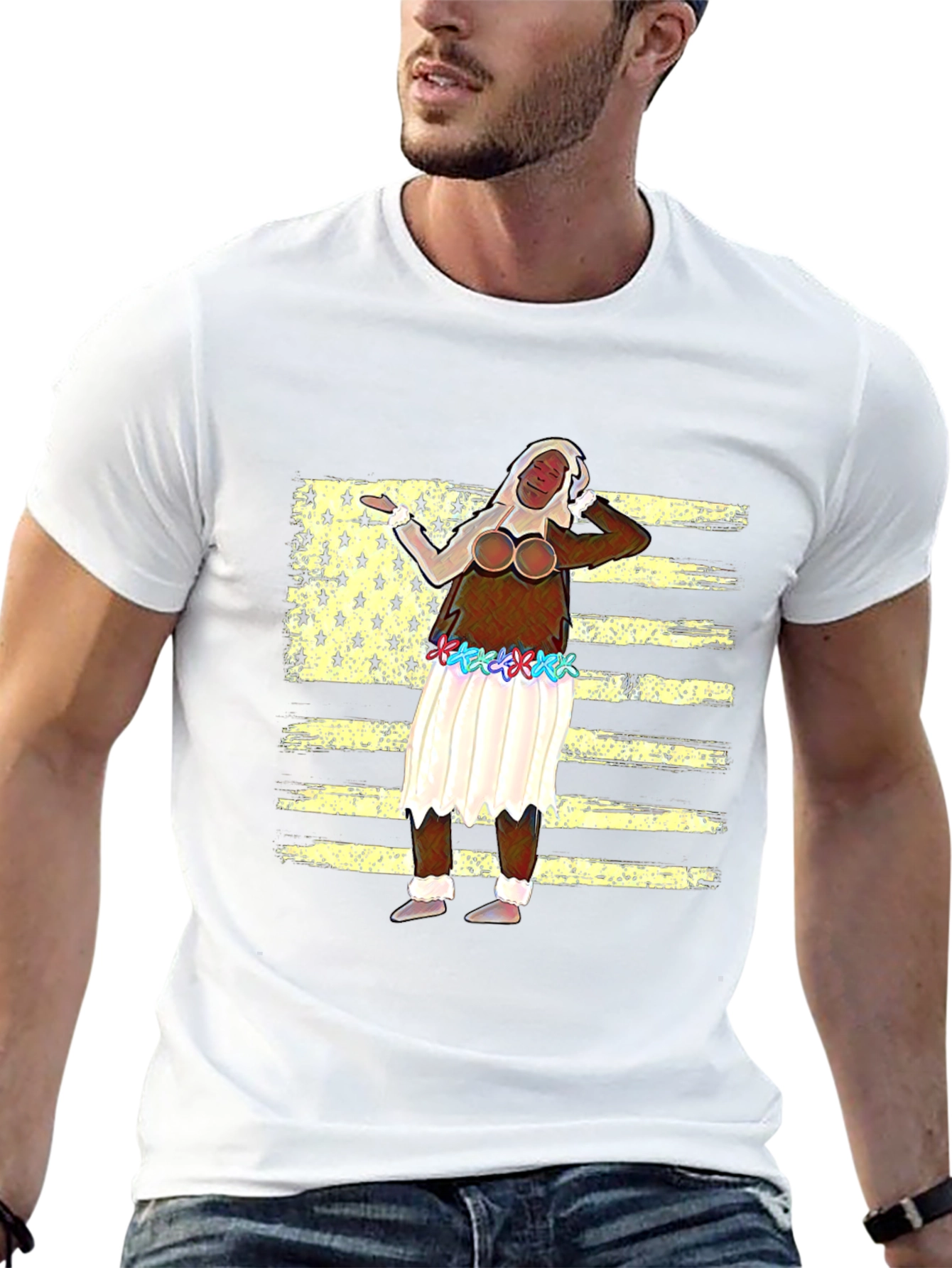 Novelty T-Shirt with American Flag Design