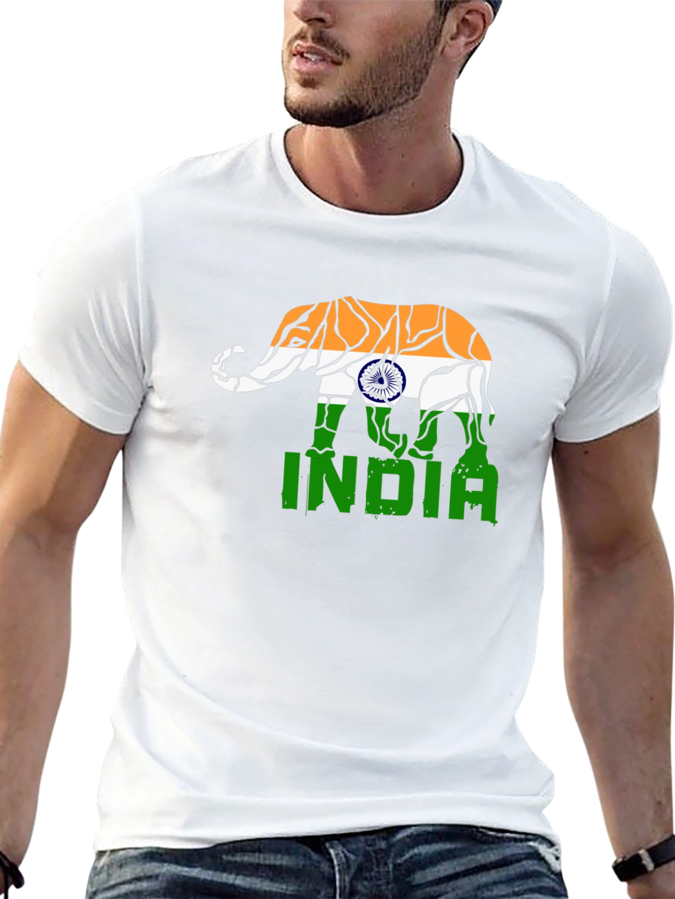 India Elephant Flag Graphic T-Shirt