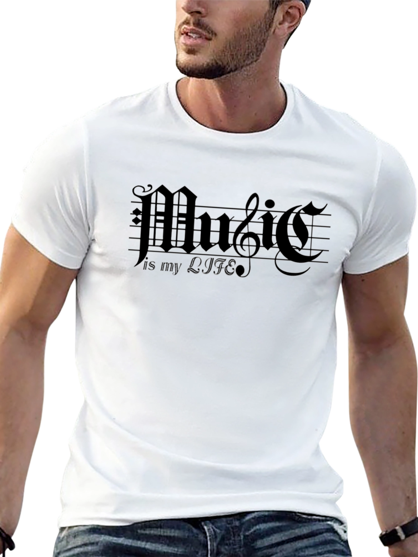 Music is My Life Black Graphic Tee