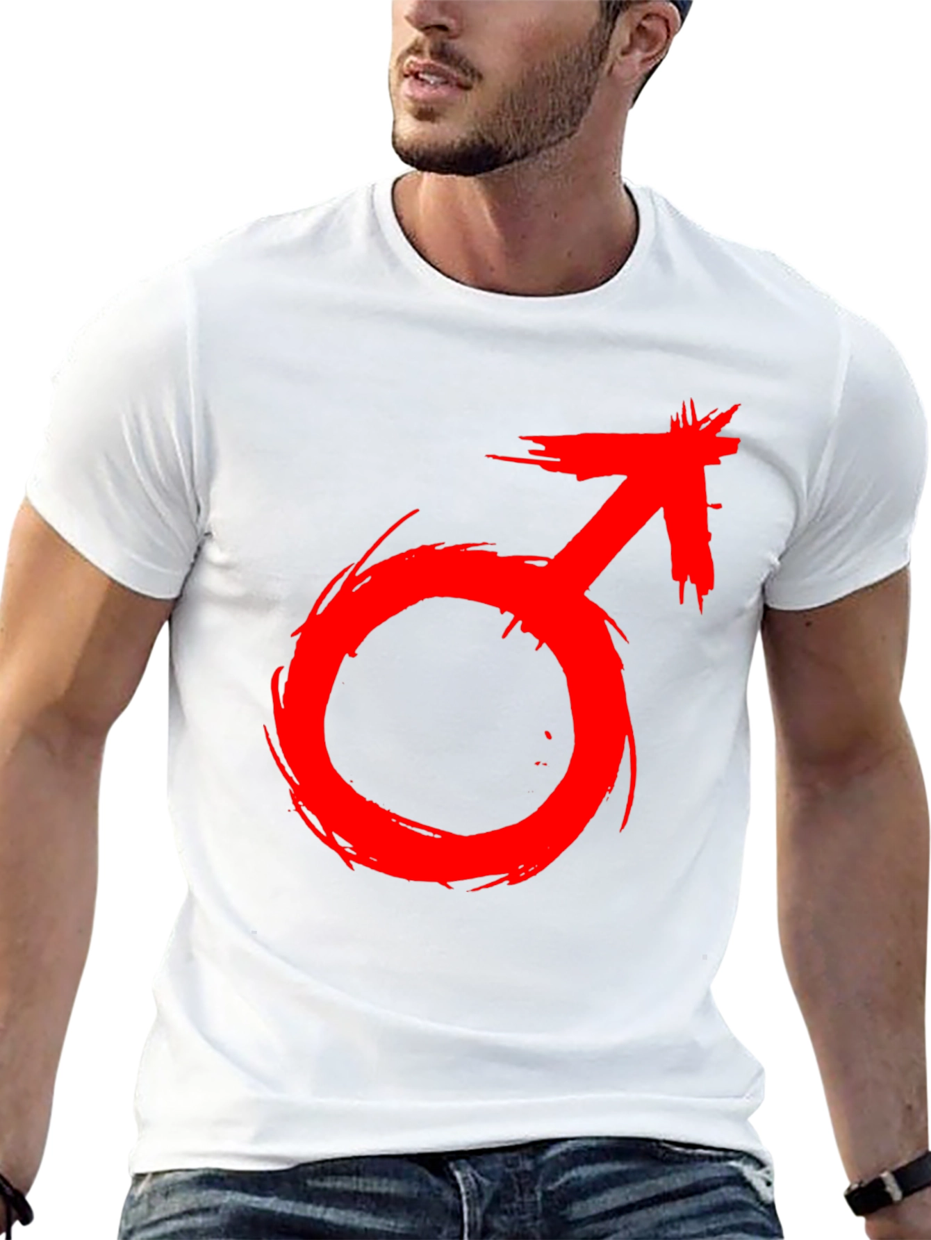 Red Male Symbol T-Shirt - Bold Graphic Tee