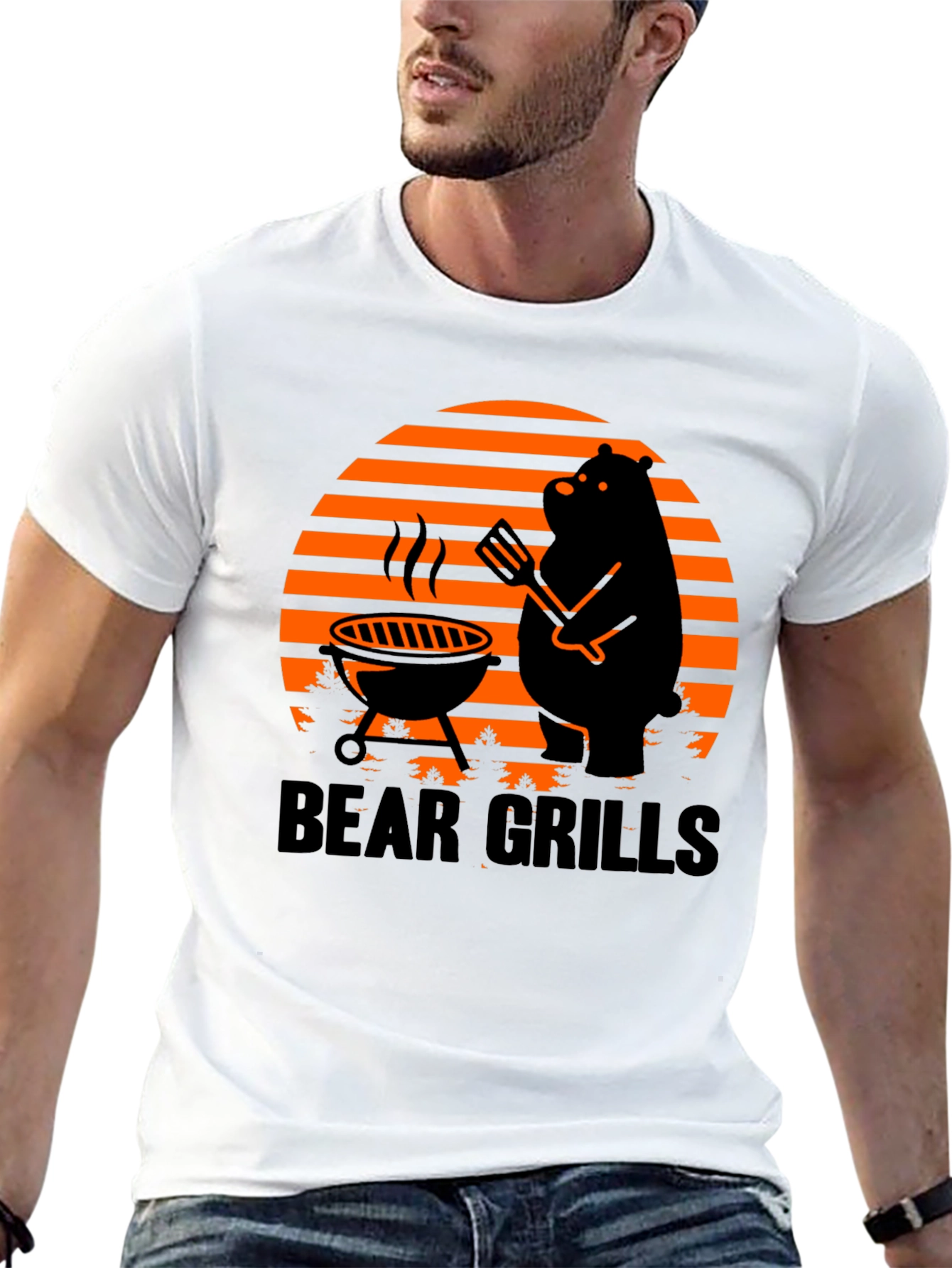 Bear Grills BBQ T-Shirt - Novelty Funny Grilling Tee