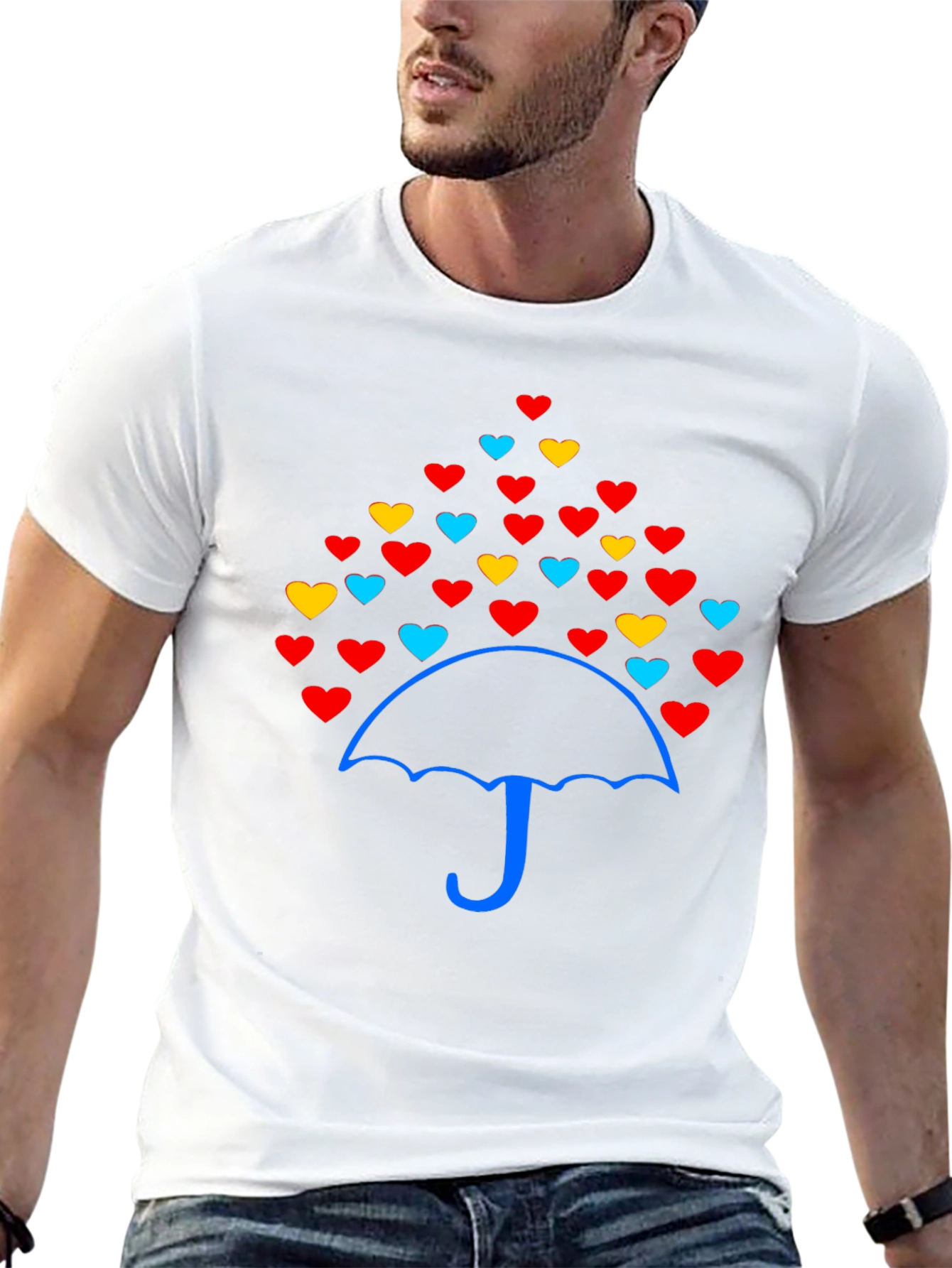 Heart Umbrella Graphic Tee - Stylish & Unique Design