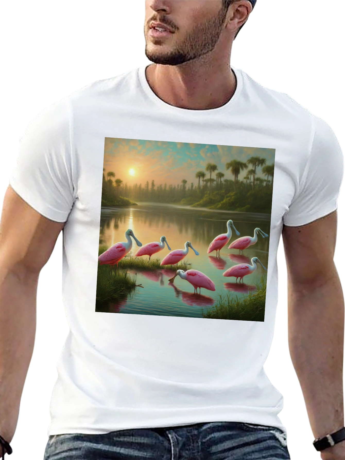 Spoonbill Sunset T-Shirt: Natures Elegance
