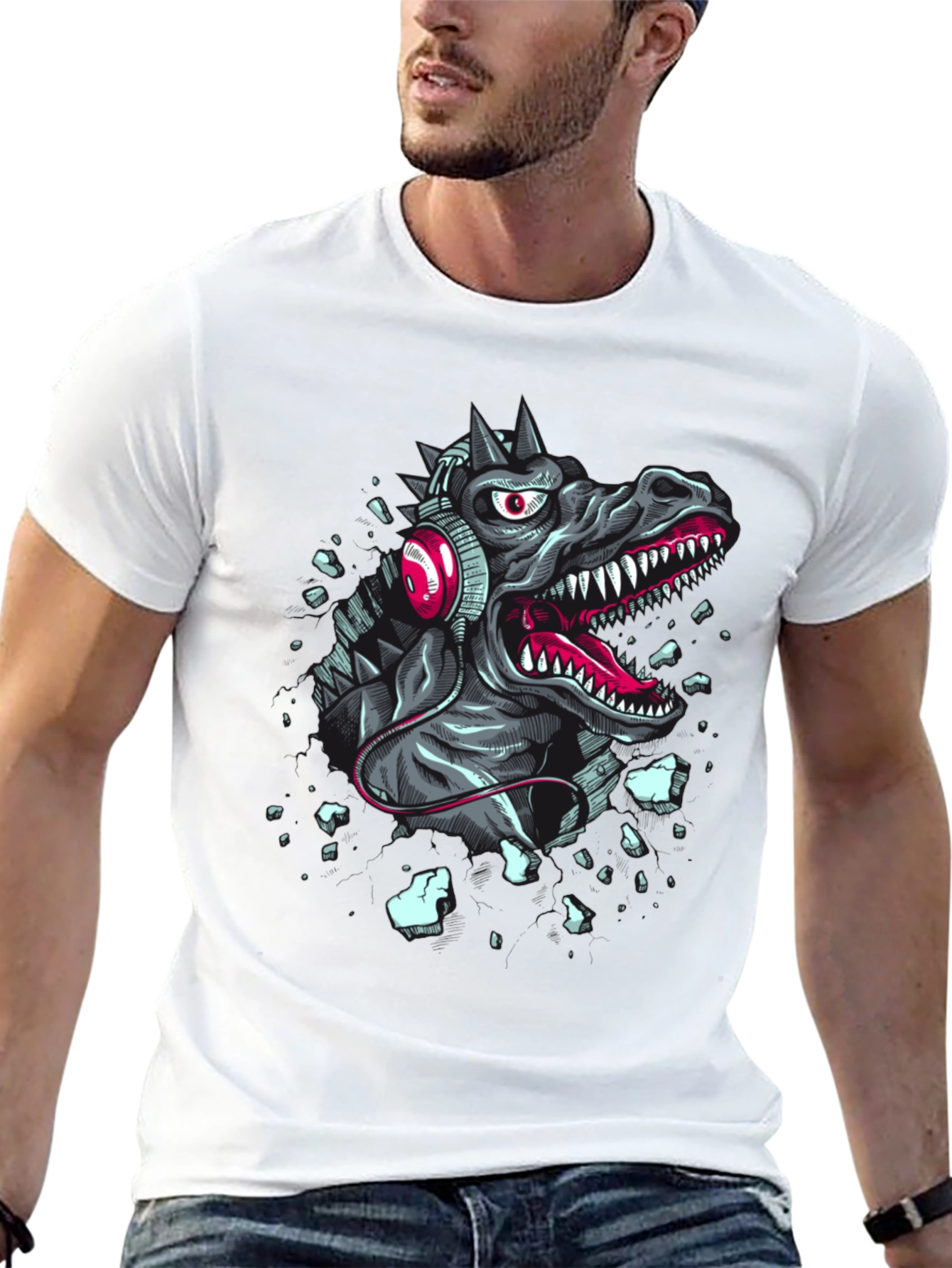 Godzilla Headphone T-Shirt - Black Cotton Tee