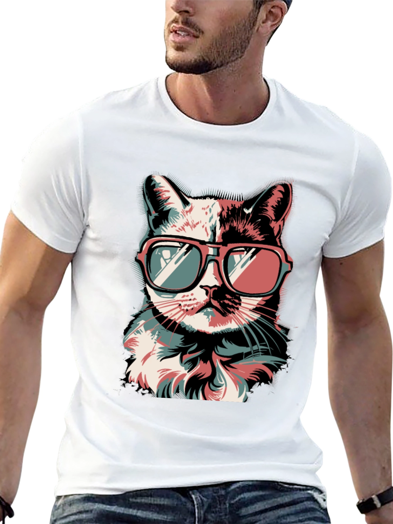 Cool Cat Graphic Tee - Retro Style