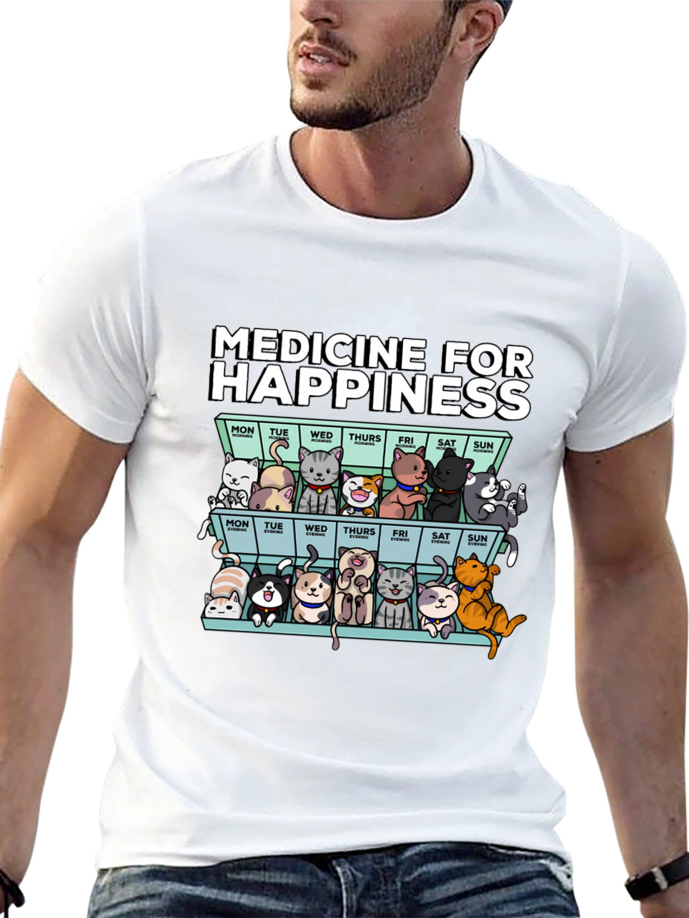 Medicine for Happiness Cat T-Shirt