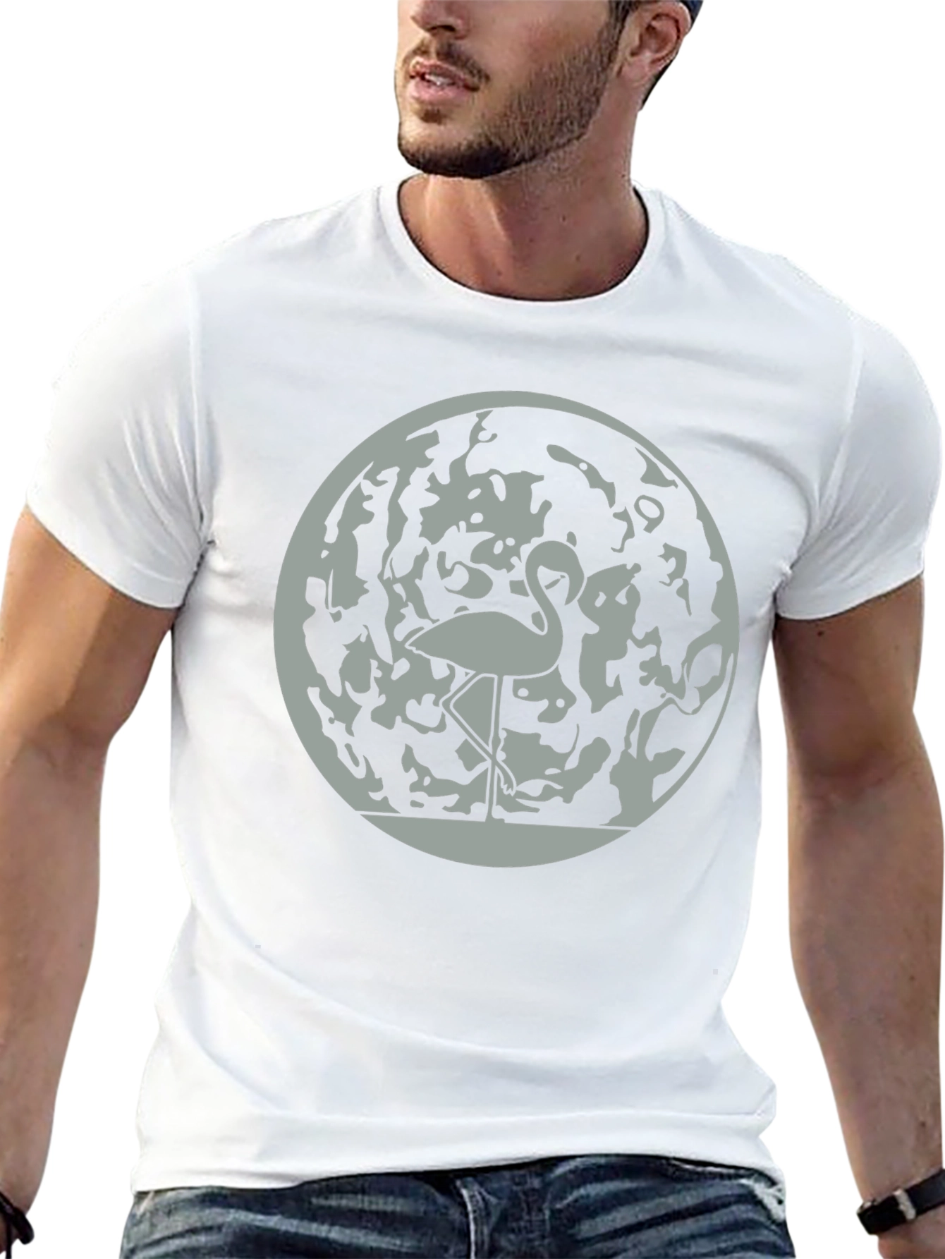 Flamingo Moon Graphic Tee - Stylish Mens T-Shirt