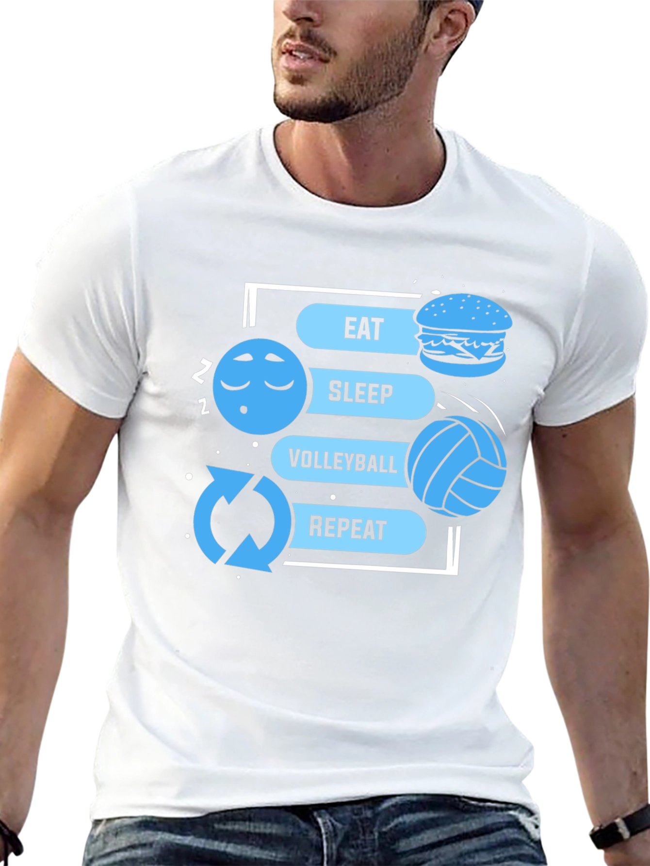 Eat Sleep Volleyball Repeat Black Graphic T-Shirt