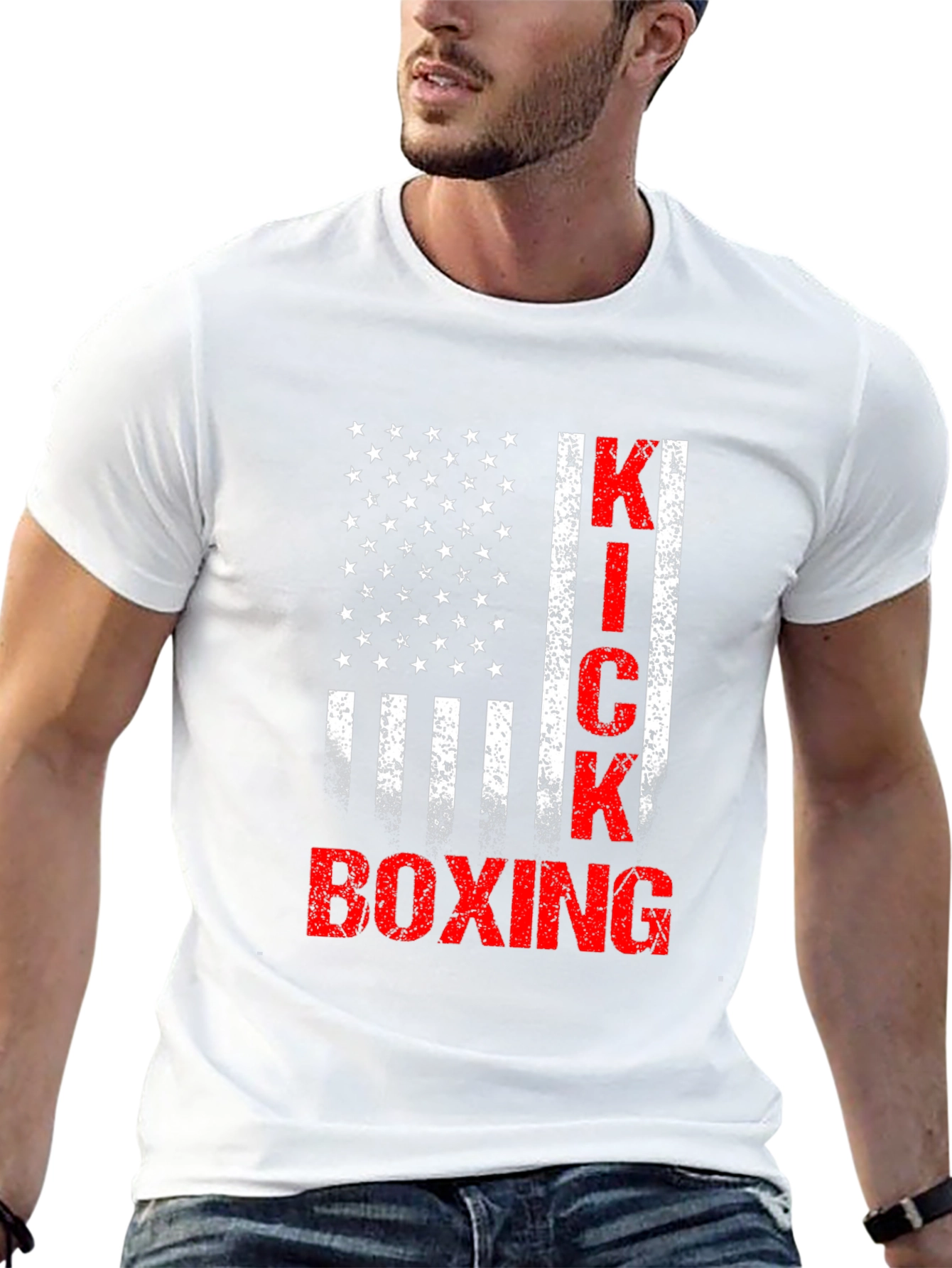Kickboxing American Flag Graphic T-Shirt